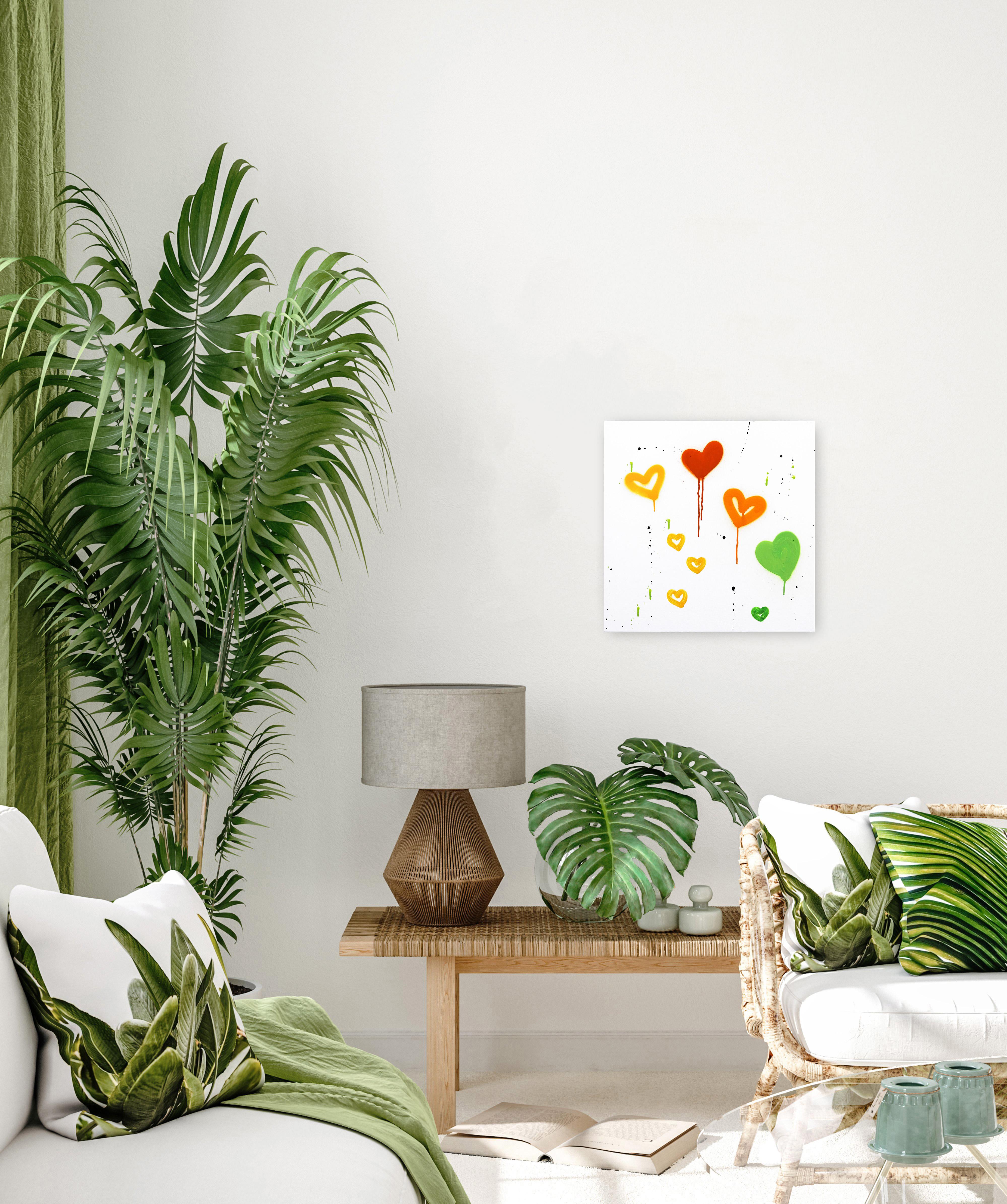 Marigolds - Colorful Hearts Original Contemporary Minimalist Love Painting For Sale 3