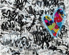 "My Heart Will Always Radiate Love" Colorful Graffiti Style Painting with LEDs