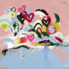 My Lucky Rainbow - Abstract Textured Mixed Media Graffiti Inspired Hearts Art
