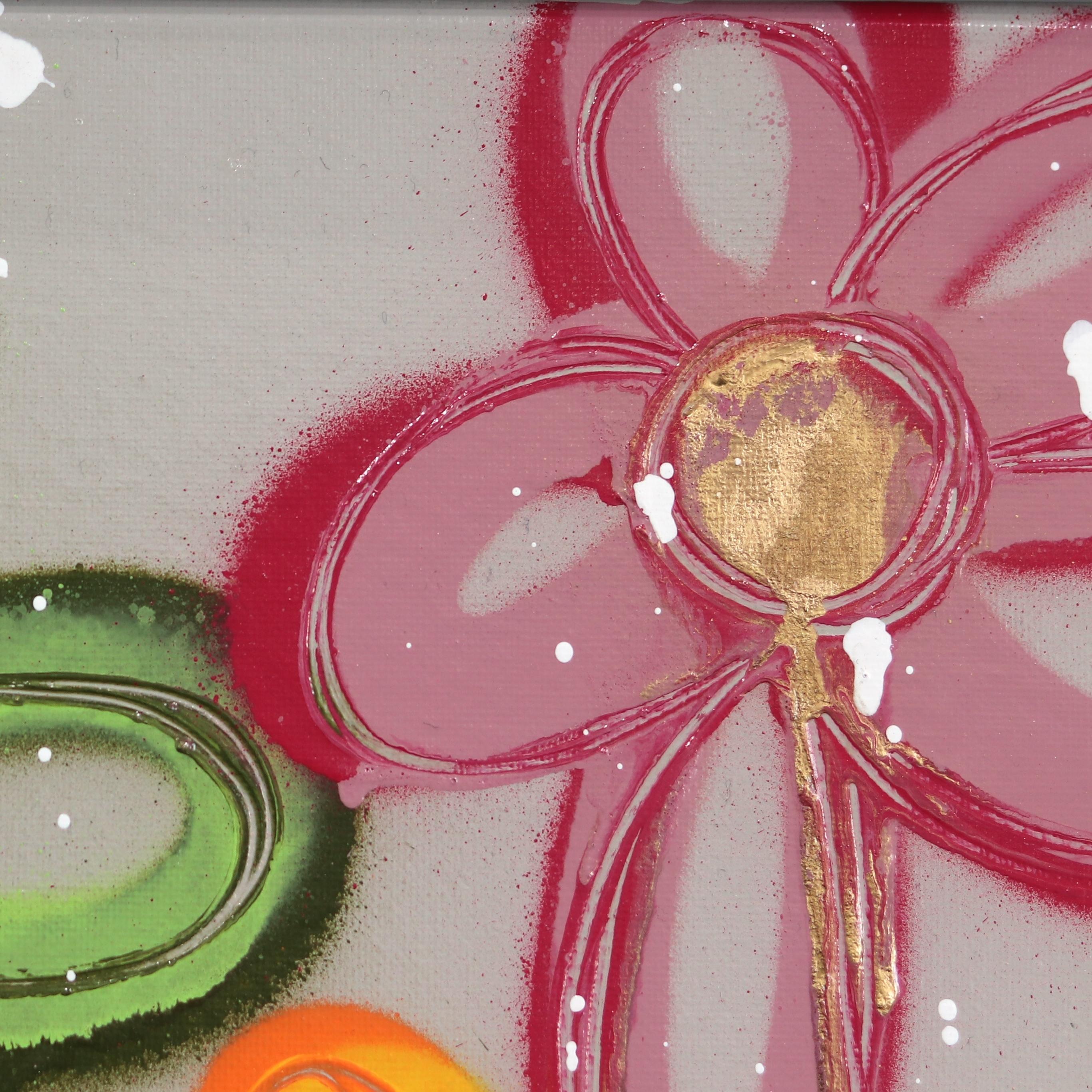 Our Little Flower Field - Framed Colorful Street Art Floral Landscape Painting 2