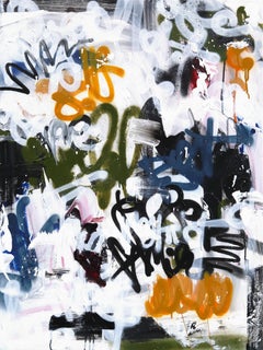 «Paz en el caos»: obra abstracta con texturas y técnica mixta inspirada en el graffiti, sobre lienzo