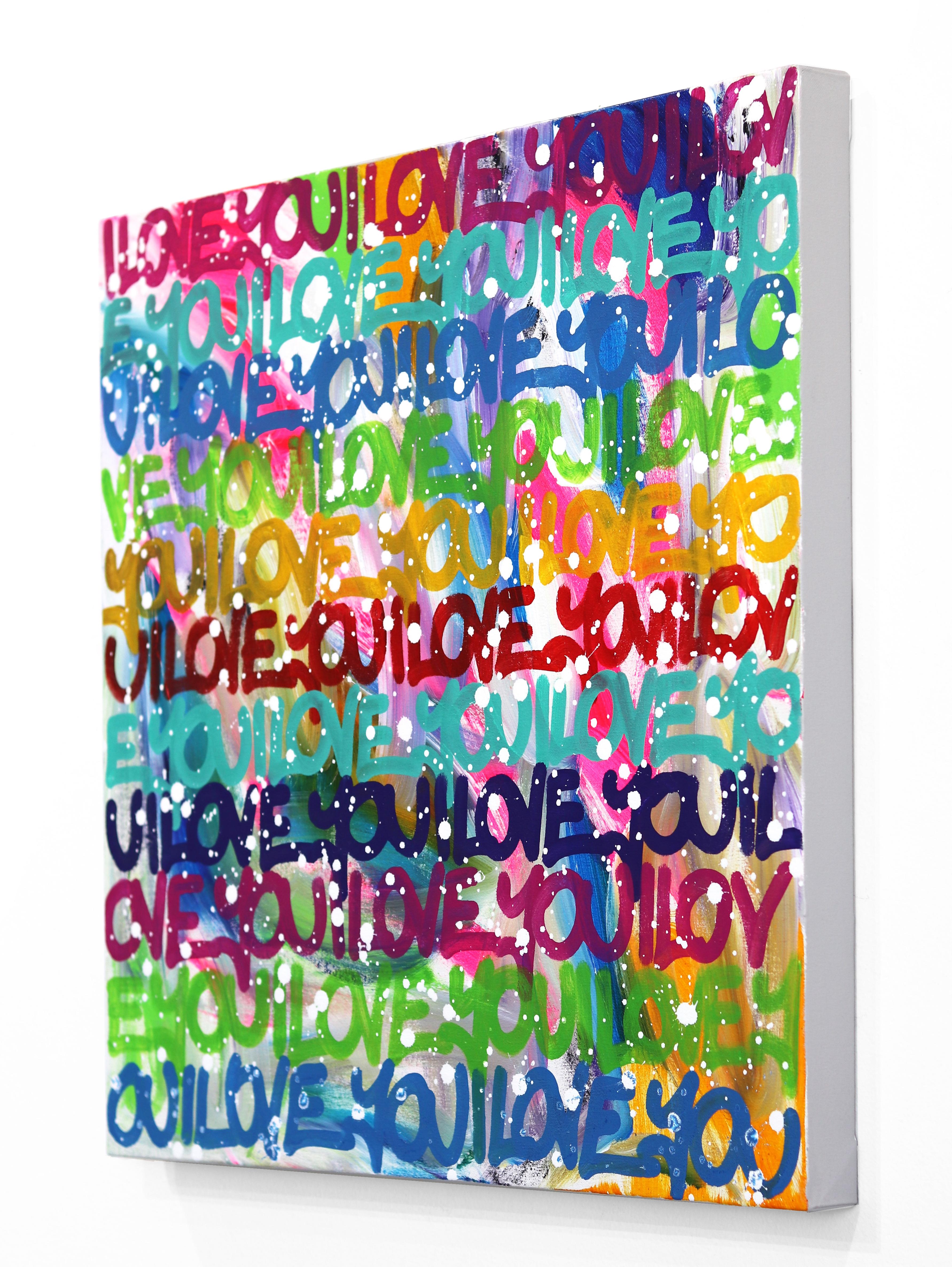 Show Your Colorful Side - Colorful Original Love Graffiti Painting on Canvas For Sale 1