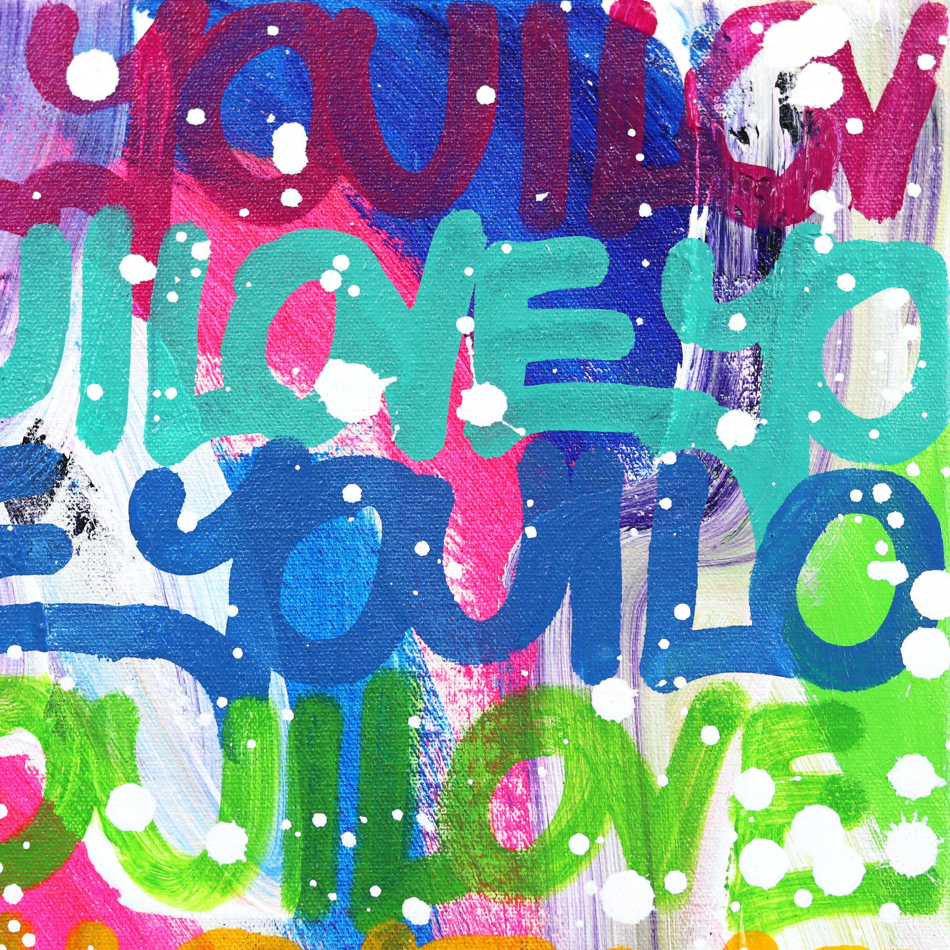 Show Your Colorful Side - Colorful Original Love Graffiti Painting on Canvas For Sale 2