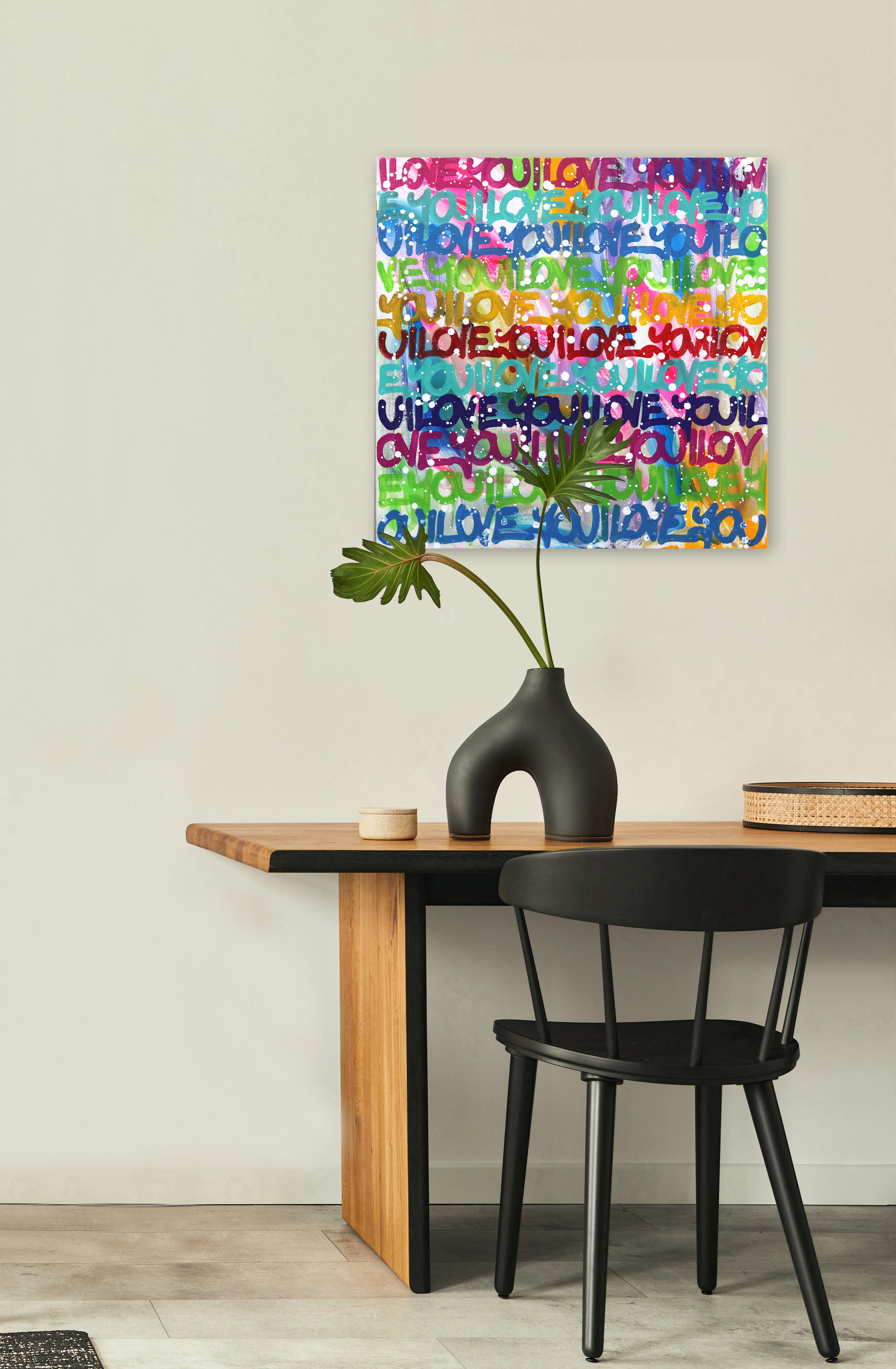 Show Your Colorful Side - Colorful Original Love Graffiti Painting on Canvas For Sale 3