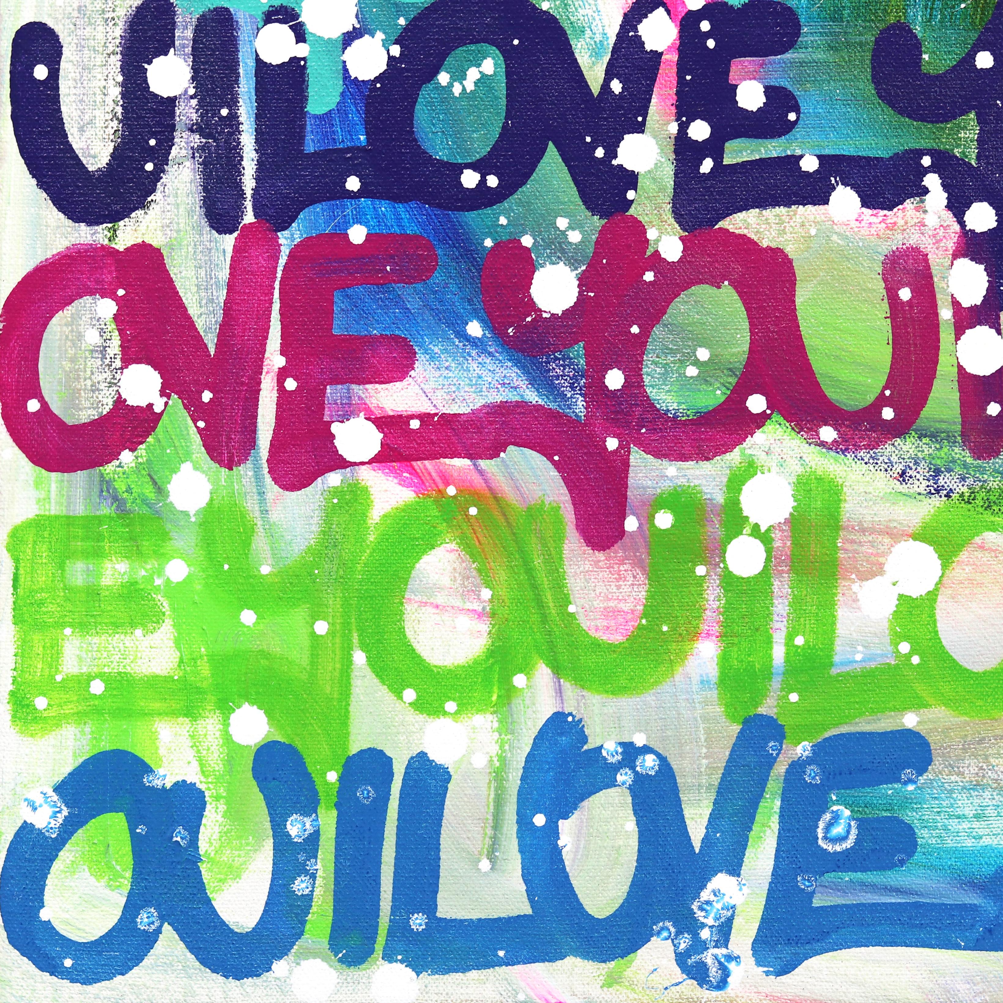 Show Your Colorful Side - Colorful Original Love Graffiti Painting on Canvas For Sale 4