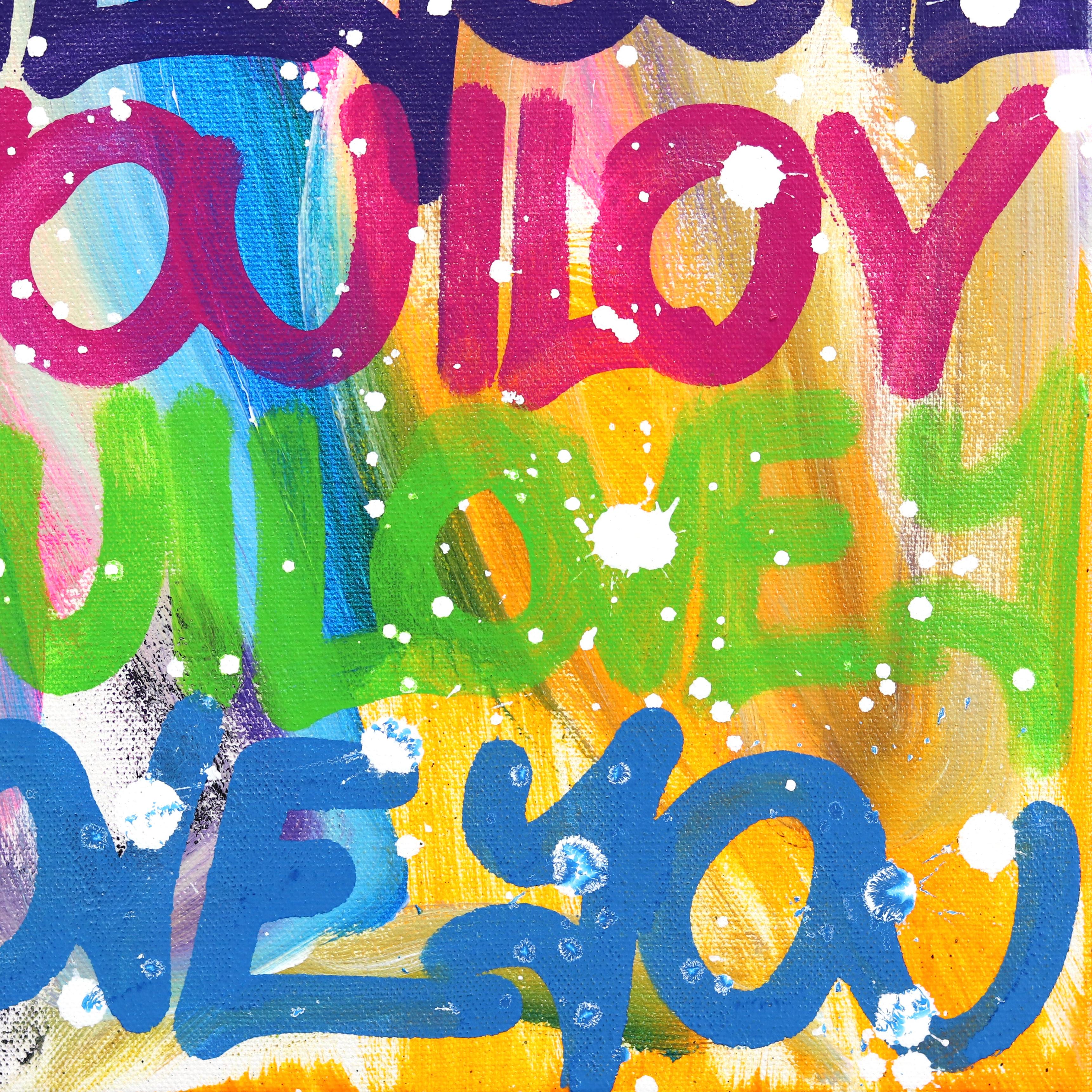 Show Your Colorful Side - Colorful Original Love Graffiti Painting on Canvas For Sale 5