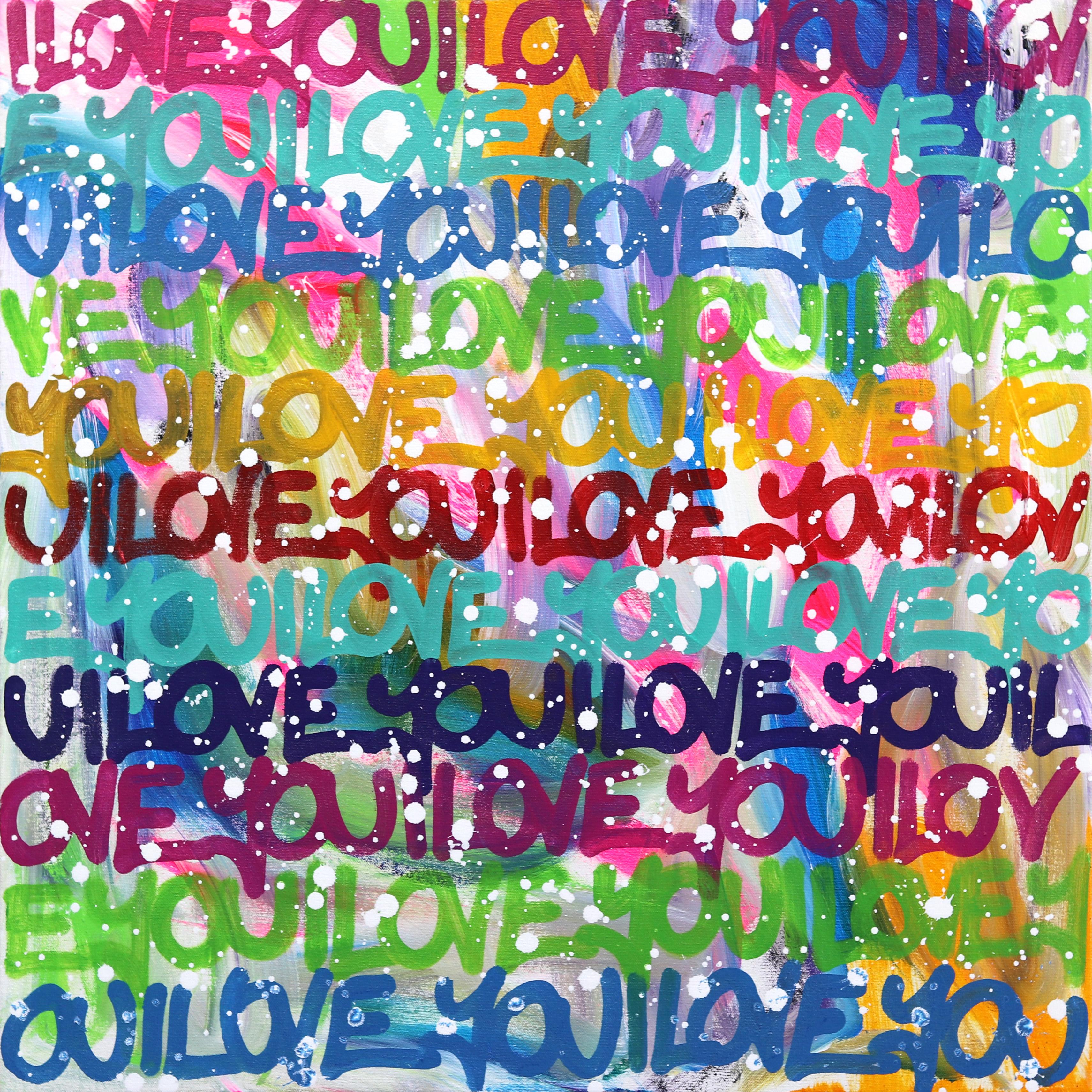 Amber Goldhammer Abstract Painting – Show Your Colorful Side - Buntes Original Love Graffiti-Gemälde auf Leinwand