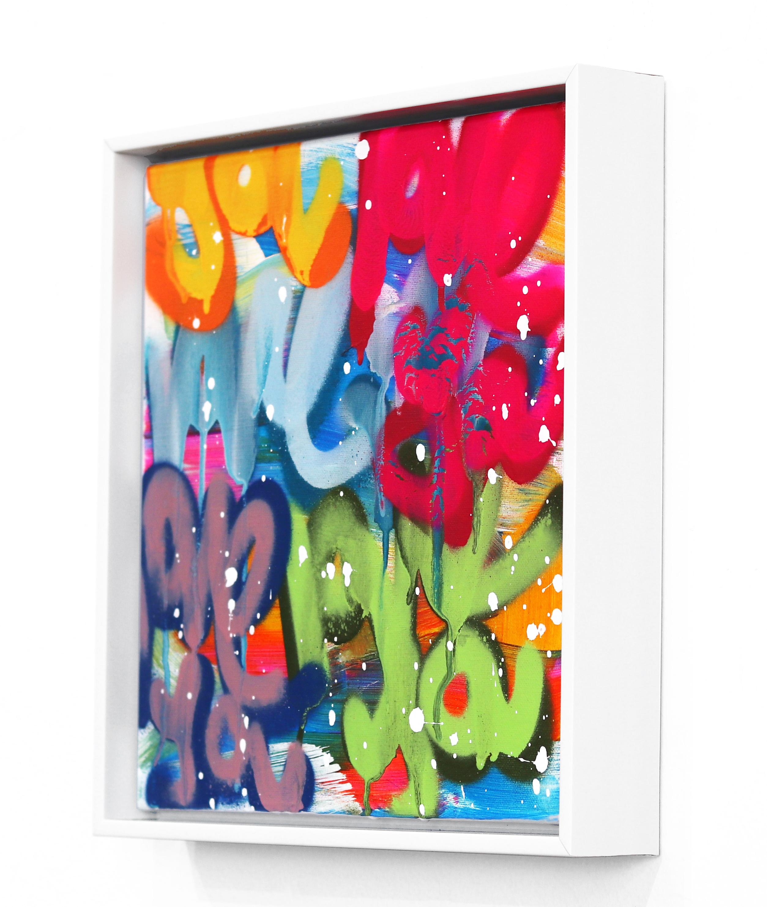 Street Love – gerahmtes, farbenfrohes Street Art-Gemälde im Angebot 1