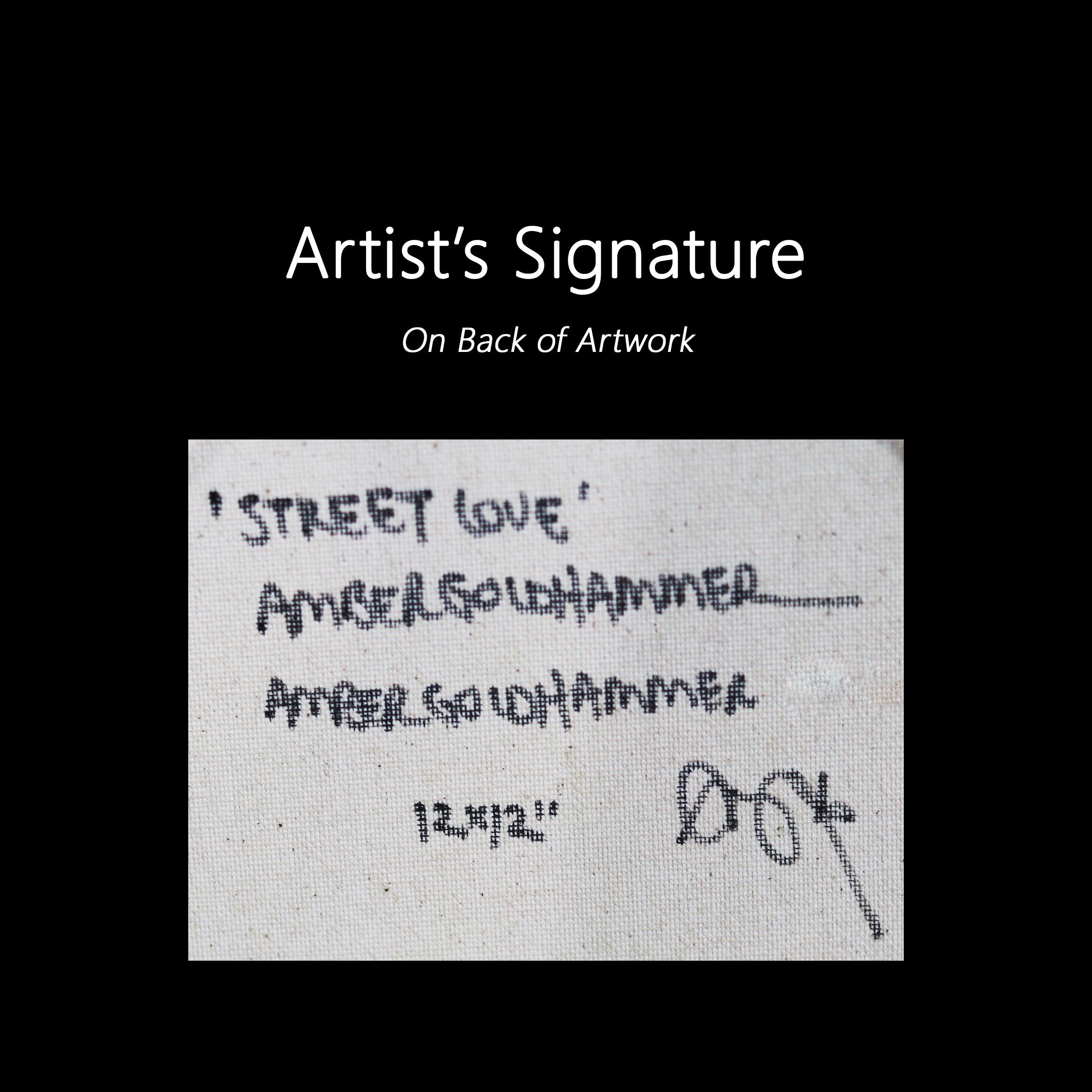 Street Love – gerahmtes, farbenfrohes Street Art-Gemälde im Angebot 6