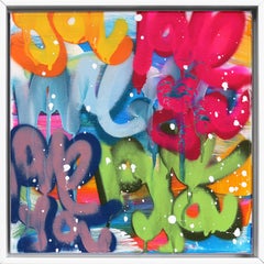 Street Love – gerahmtes, farbenfrohes Street Art-Gemälde