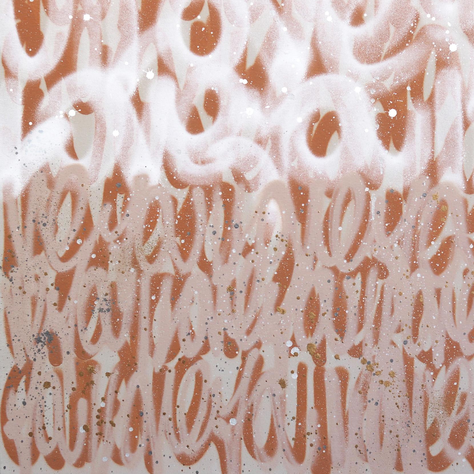 Teddy Brown si accoccola - Pittura neutra marrone con graffiti, Pop Art originale in vendita 2