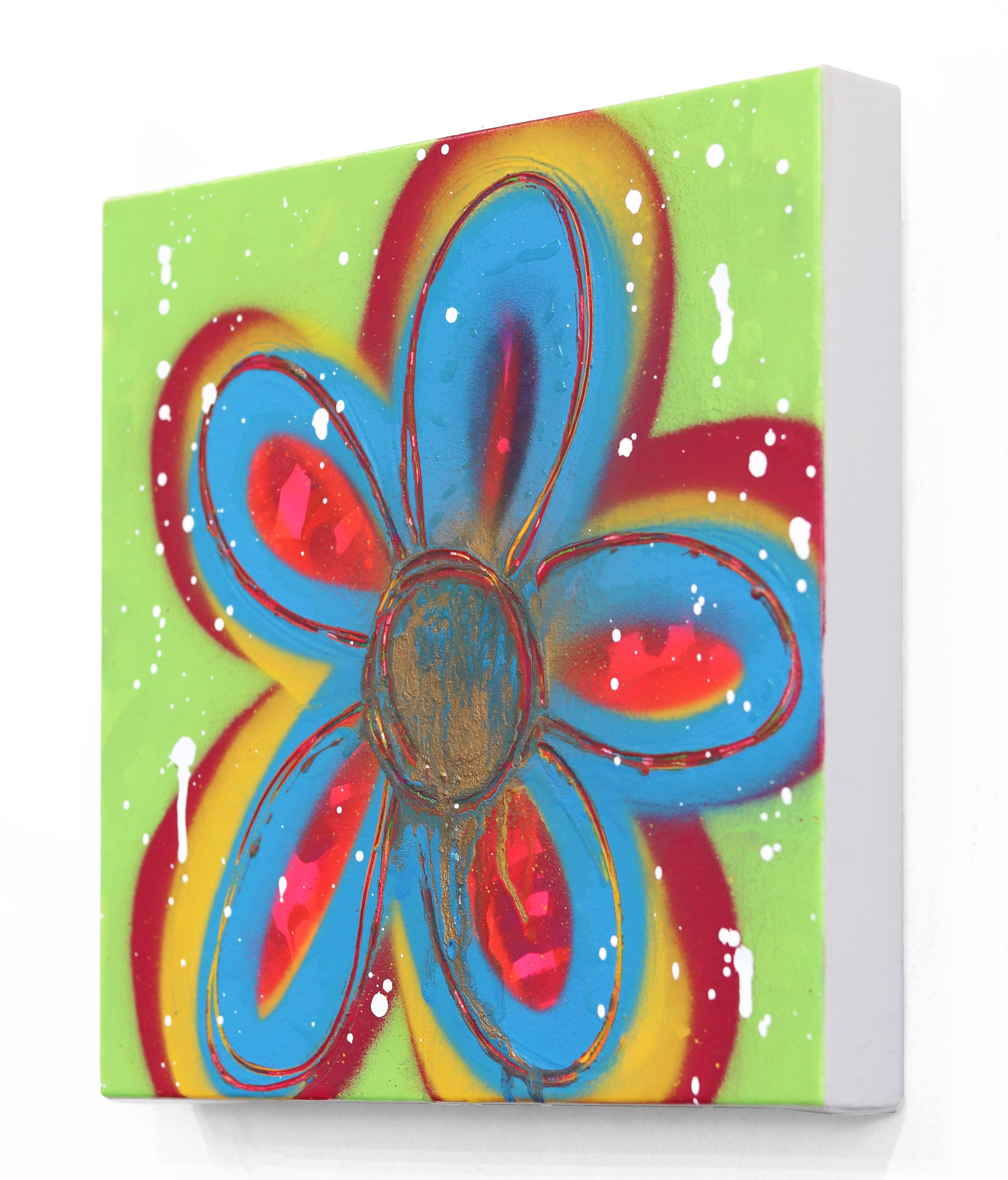 Time to Blossom - Original Colorful Urban Love Pop Street Art Graffiti Painting For Sale 1