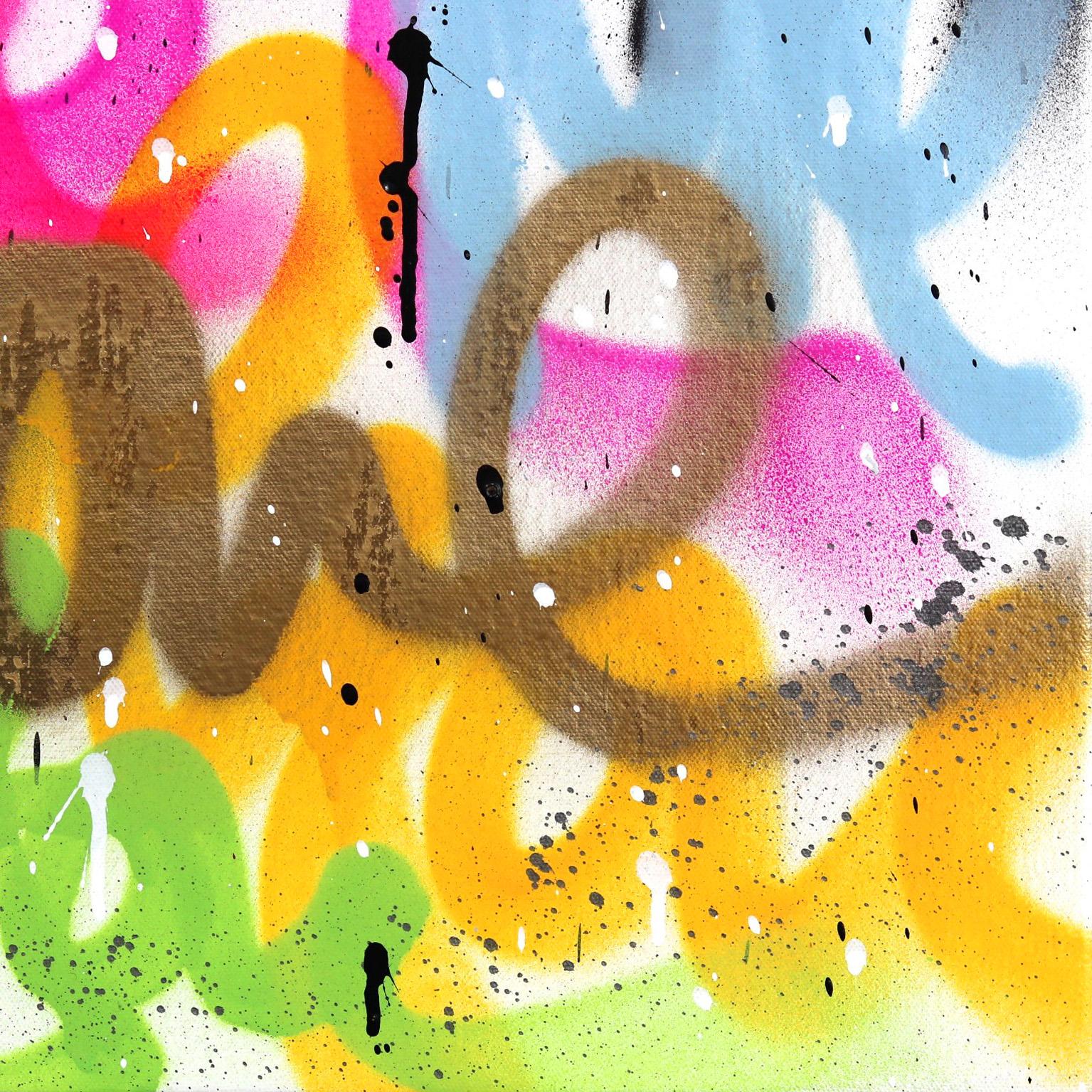 Urban Street Jungling - Graffiti astratti di street art su tela dai colori vivaci in vendita 5