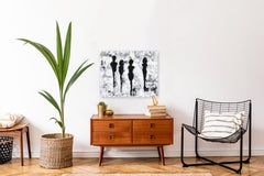 Watching The Winter Festival - Abstract Figurative Textured Original Art