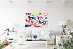 You Can See Her Smile From Outerspace - Large Colorful Love Hearts Painting
