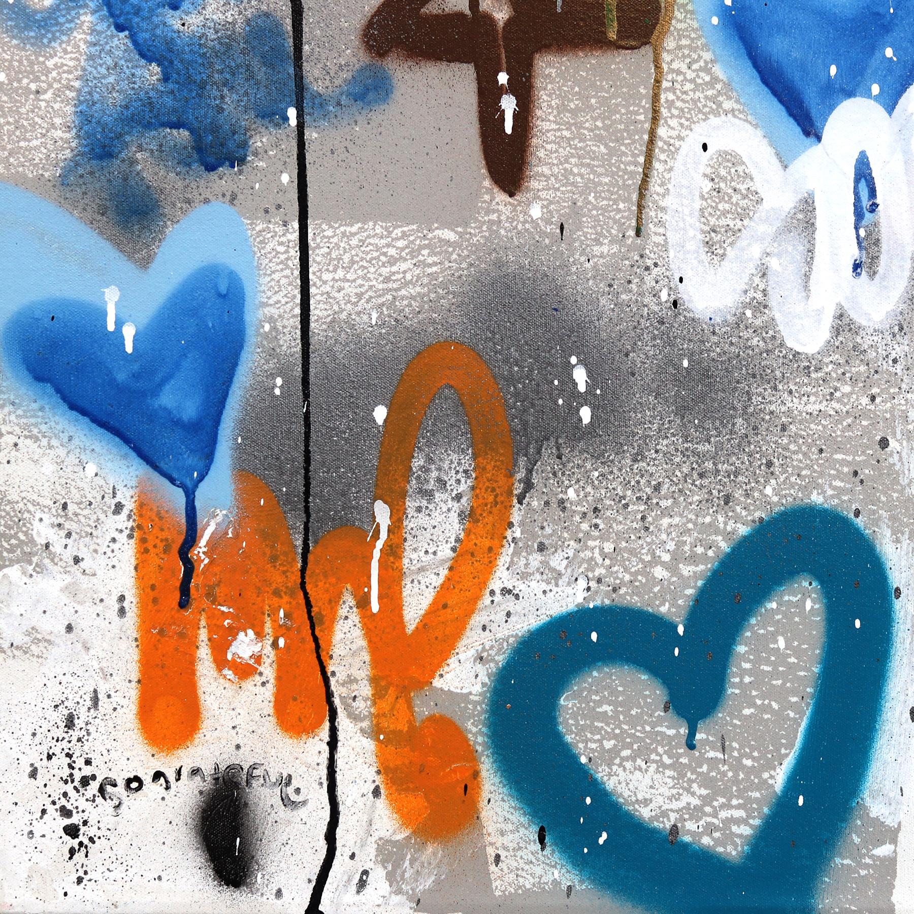 A Day at the Pier - Peinture Pop Art abstraite texturée colorée de graffitis expressifs en vente 4