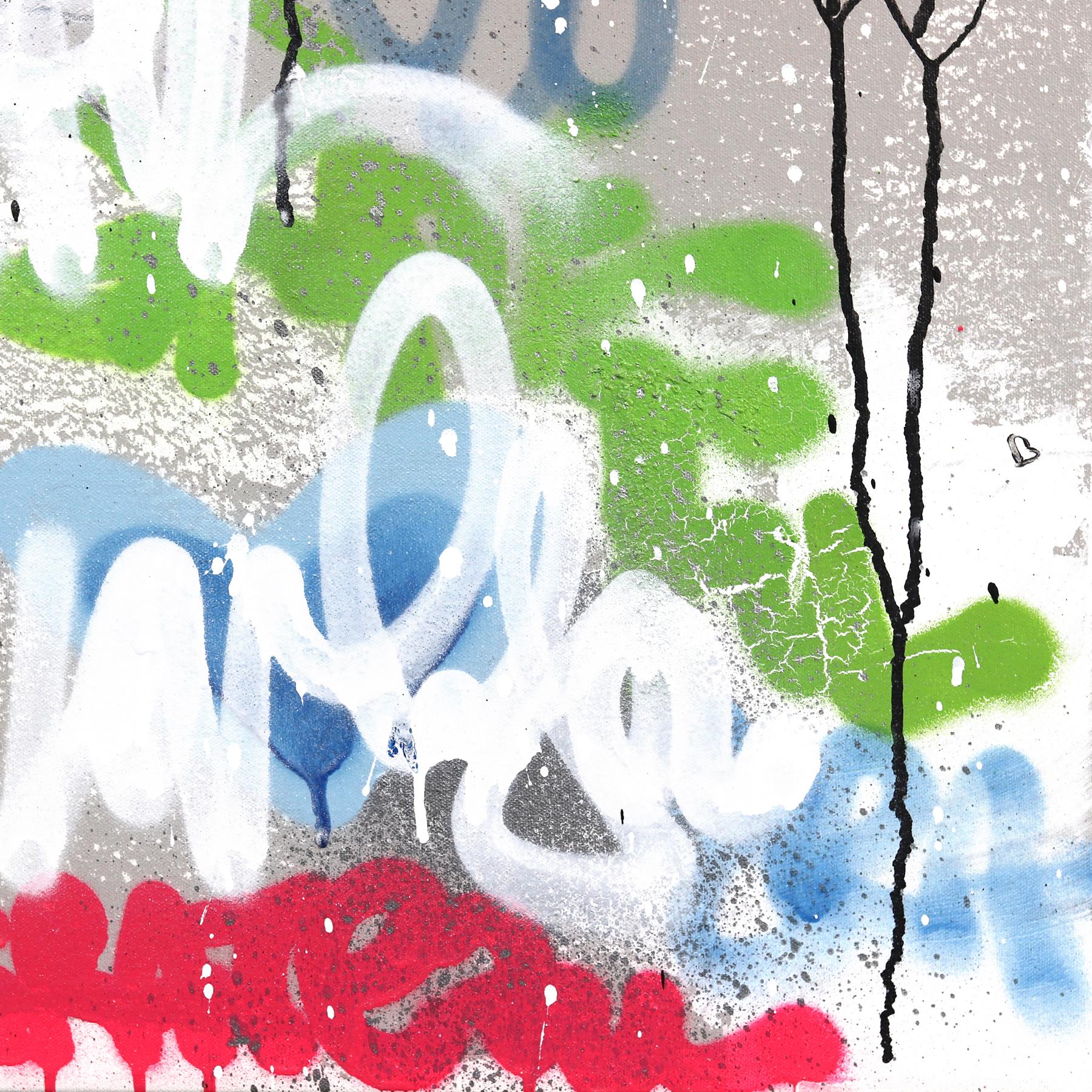 A Day at the Pier - Peinture Pop Art abstraite texturée colorée de graffitis expressifs en vente 5