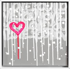 A Friend at Heart - Framed Original Street Art Pink Heart Painting