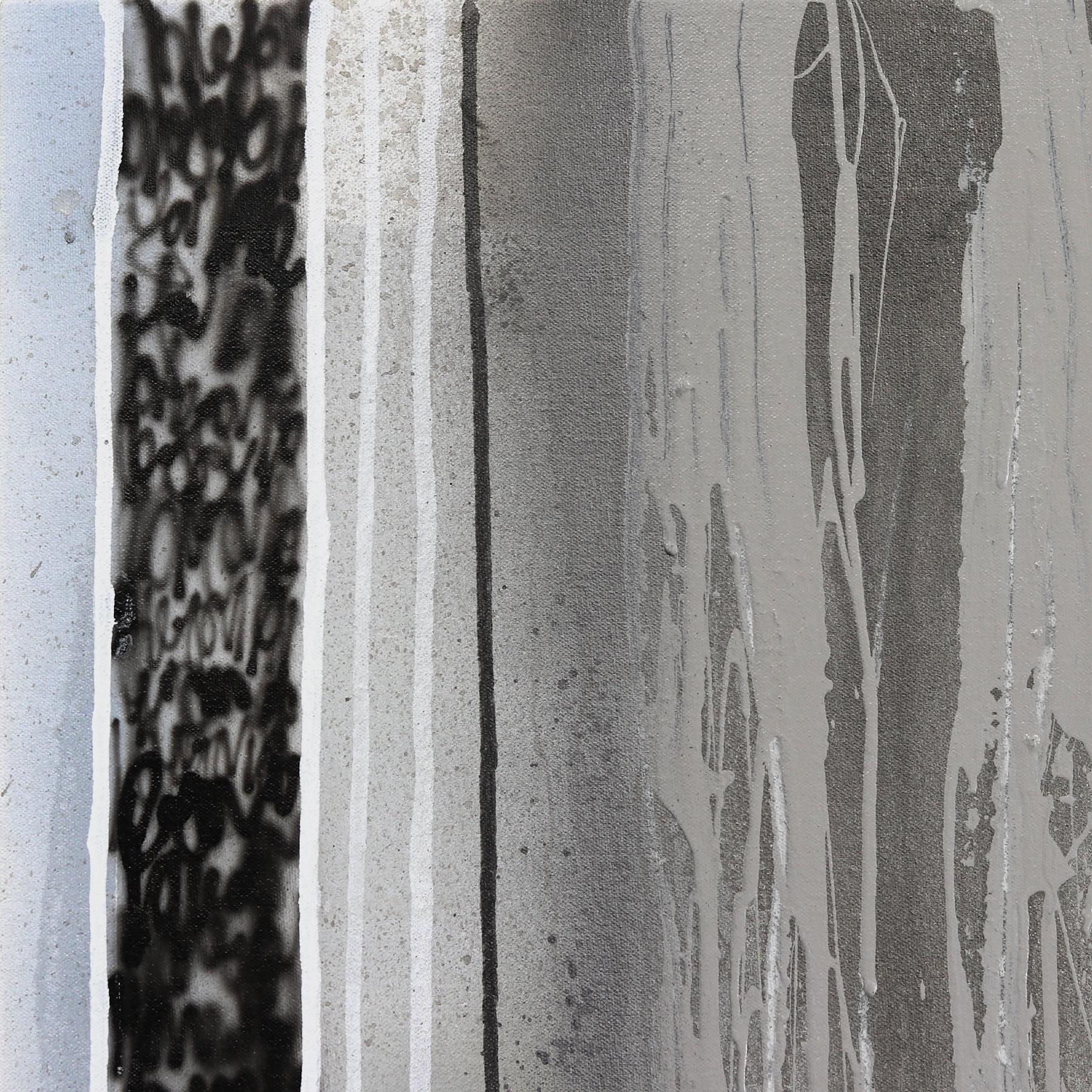 Calmi echi d'amore  - Pittura originale geometrica astratta monocromatica su tela - Painting Astratto di Amber Goldhammer