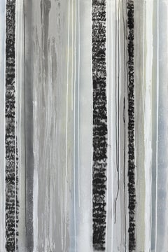 Ecos Calmados del Amor  - Pintura monocroma abstracta geométrica original sobre lienzo