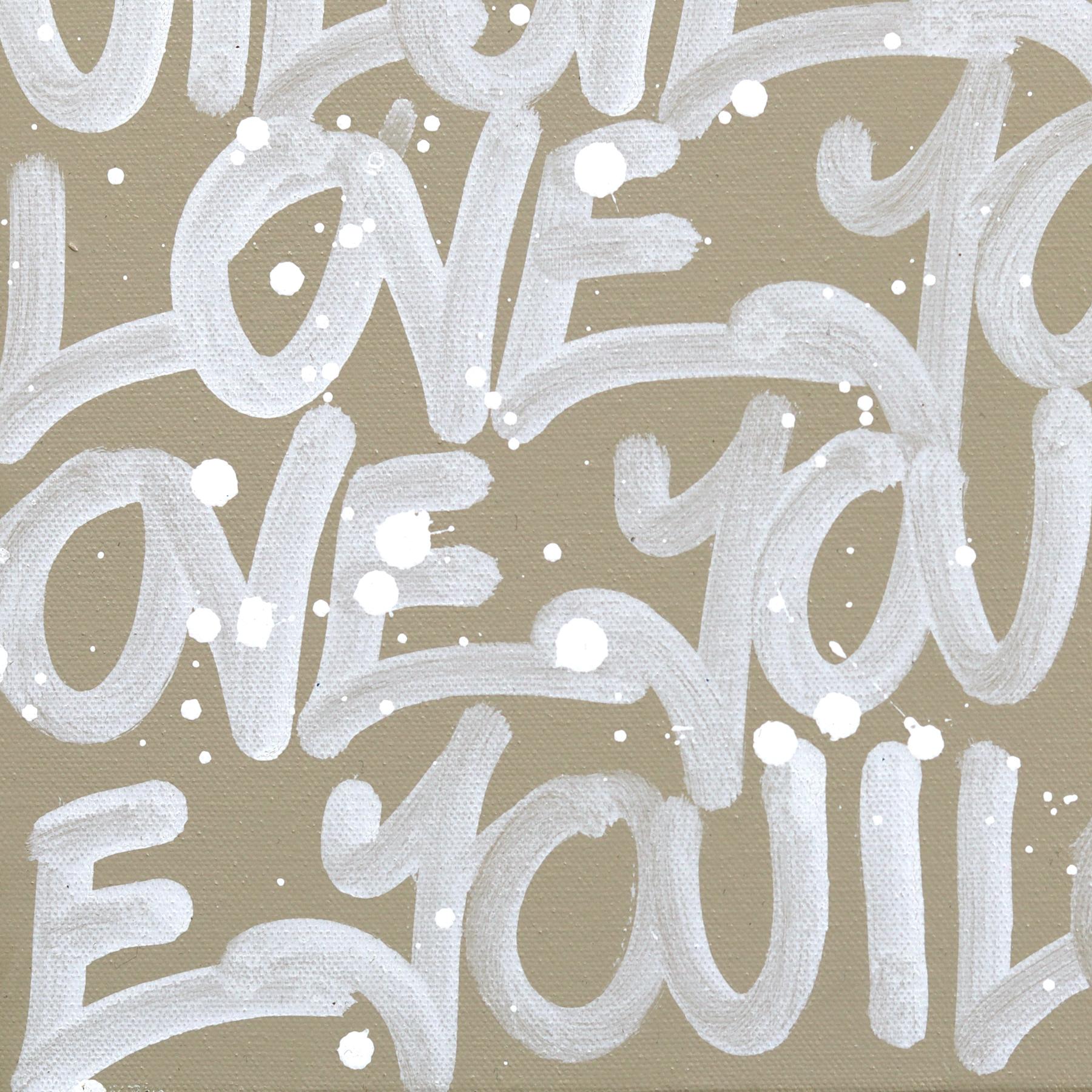 Calm Mood #2 - Abstraktes 'I LOVE YOU' Graffiti-Mischtechnik-Gemälde auf Leinwand im Angebot 2