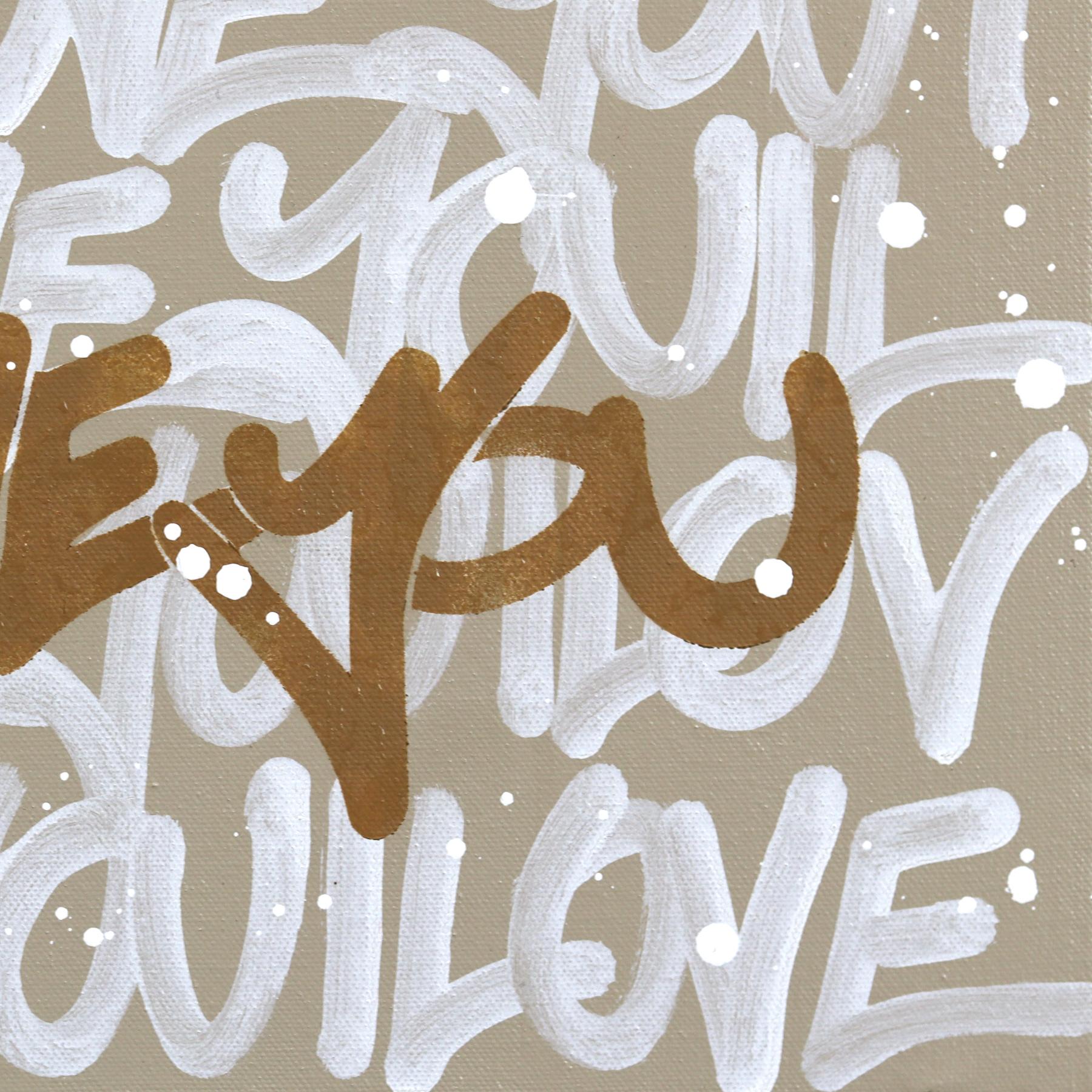 Calm Mood #2 - Abstraktes 'I LOVE YOU' Graffiti-Mischtechnik-Gemälde auf Leinwand im Angebot 3