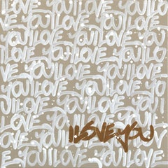 Calm Mood #2 - Abstract 'I LOVE YOU' Graffiti Mixed Media Painting on Canvas