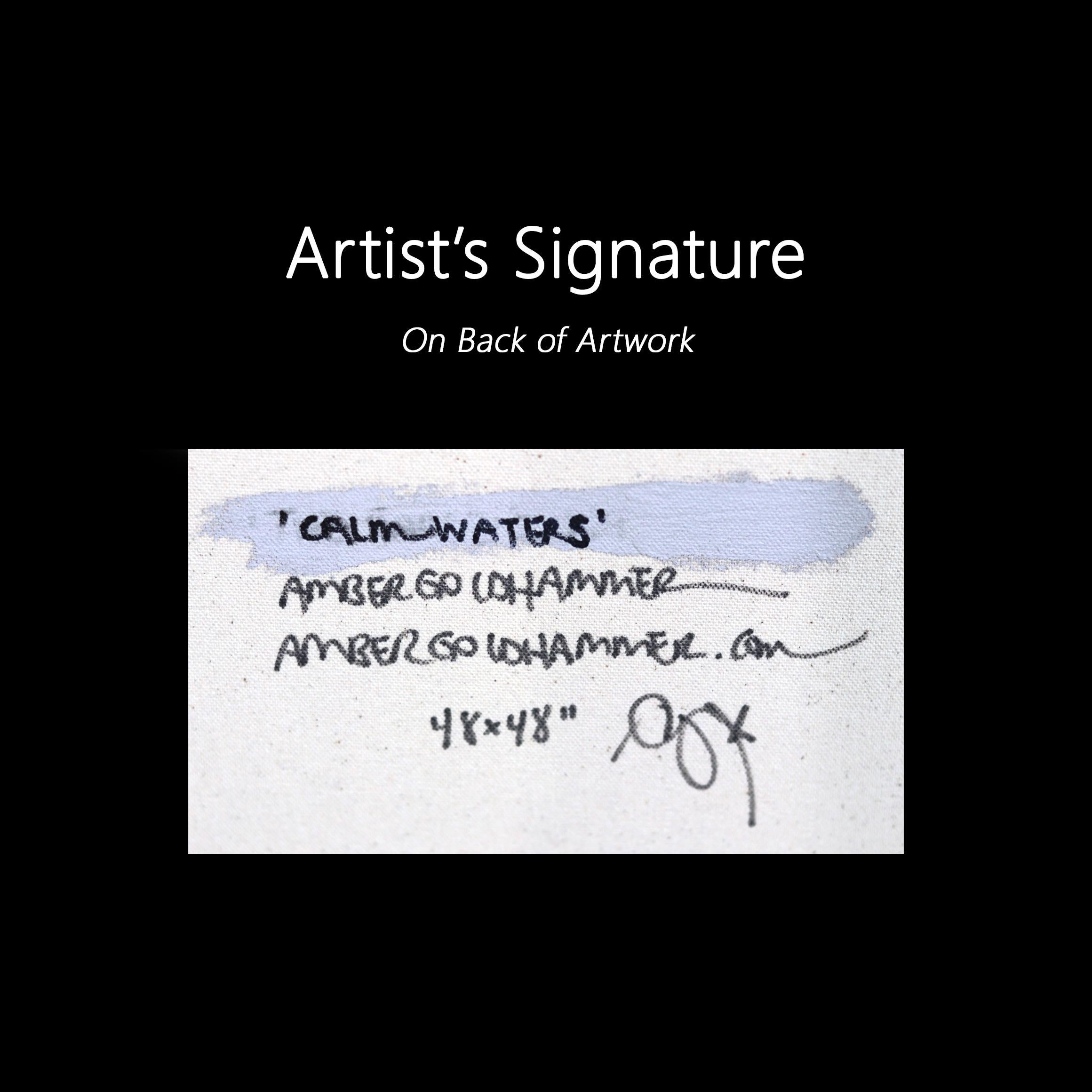 Eaux calmes - Abstrait doux, tonalités froides, peinture texturale Graffiti Mixed Media Art en vente 8