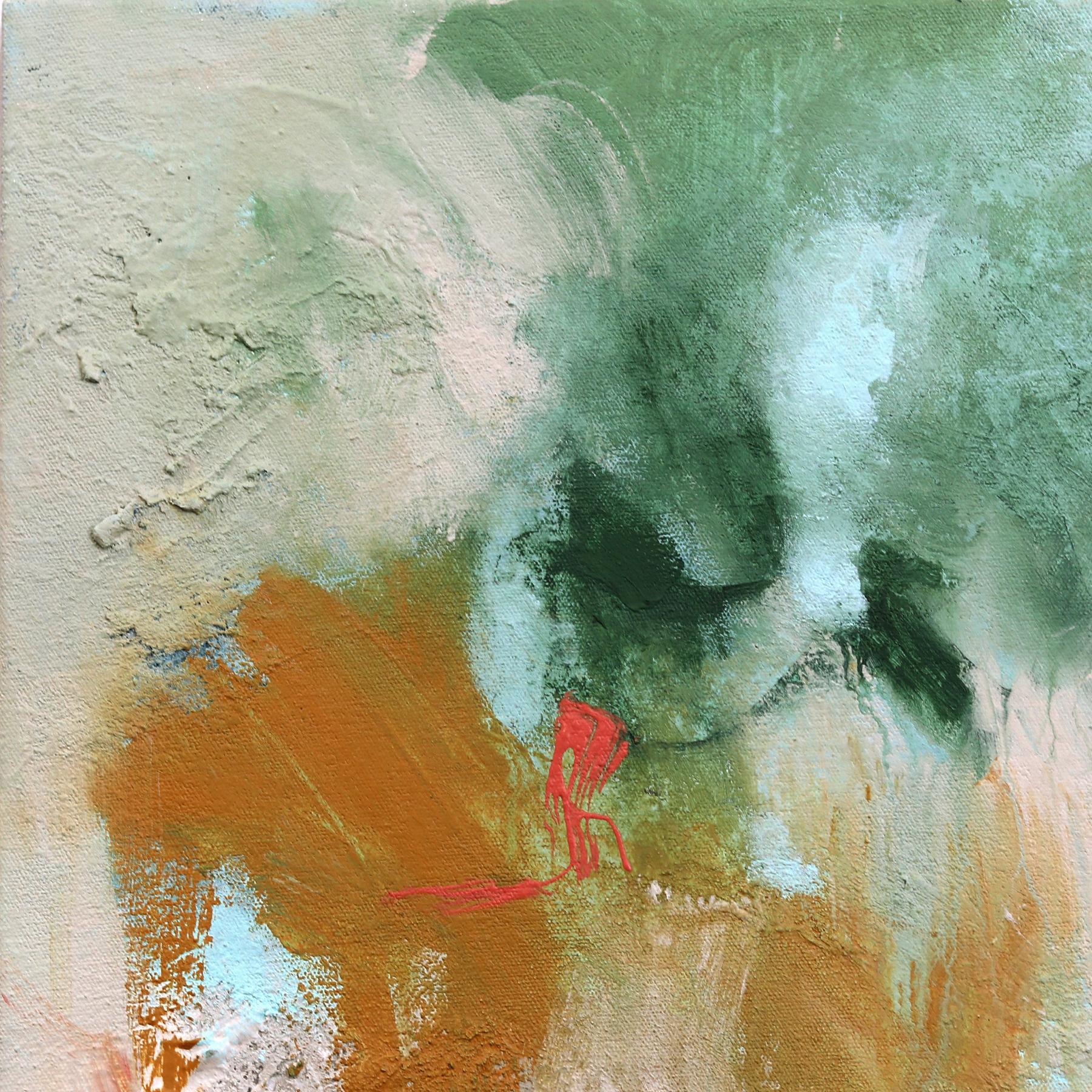 Castaway - Abstrait ludique de la terre Textural Paint Splat Mixed Media Artwork - Contemporain Painting par Amber Goldhammer