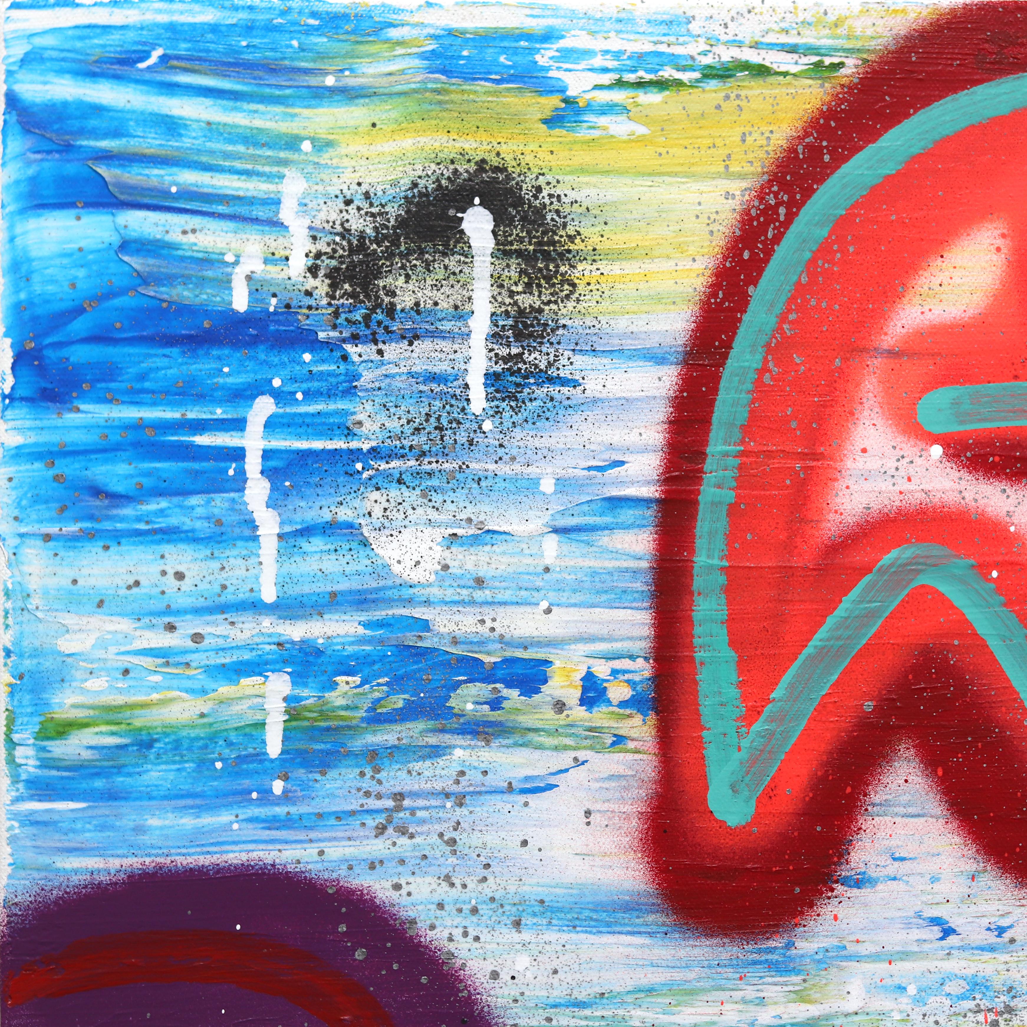 Chase Me - Opera d'arte astratta originale colorata di ispirazione retrò in vendita 3