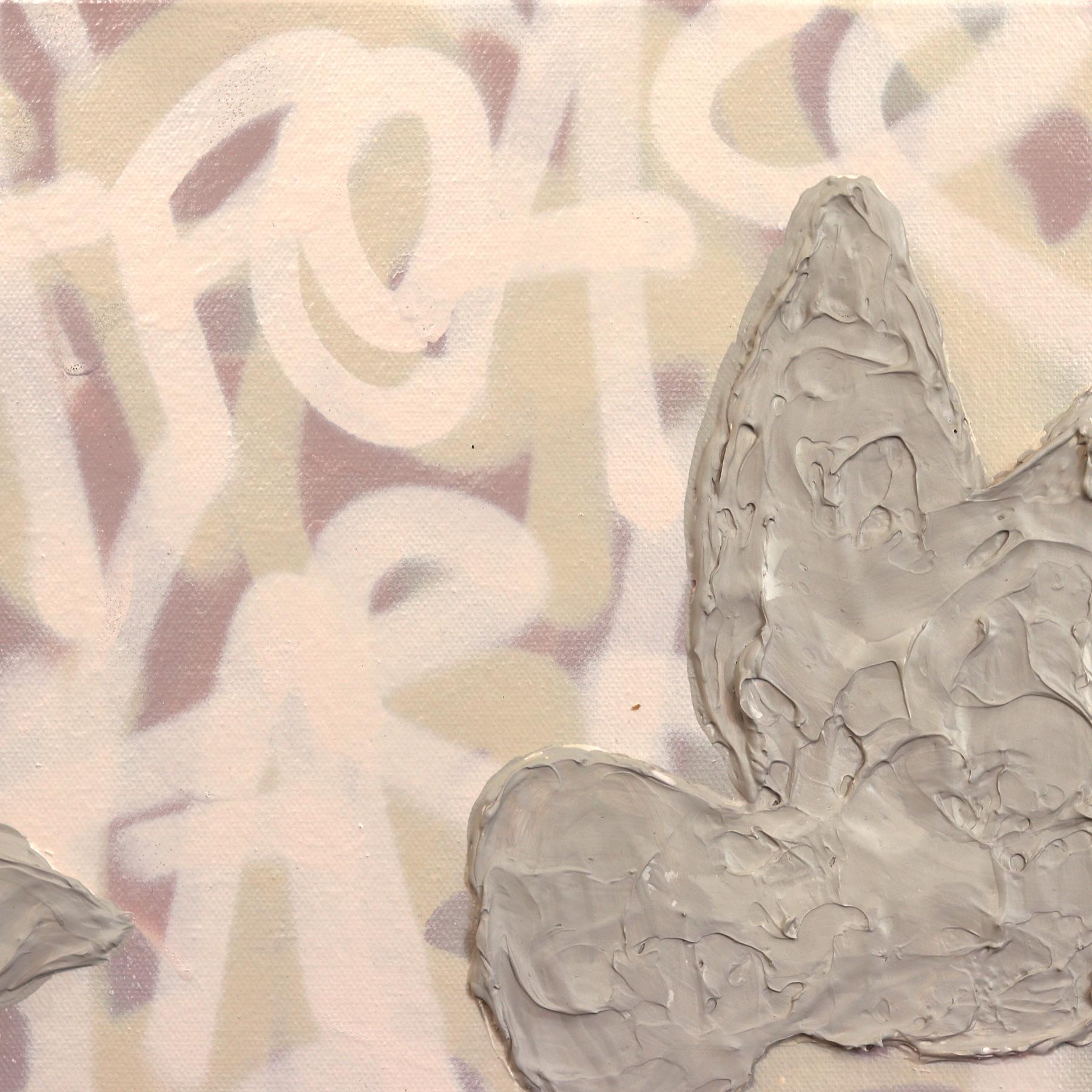 Colombes en vol - peinture abstraite pastel texturée colombes Graffiti Mixed Media Painting en vente 2
