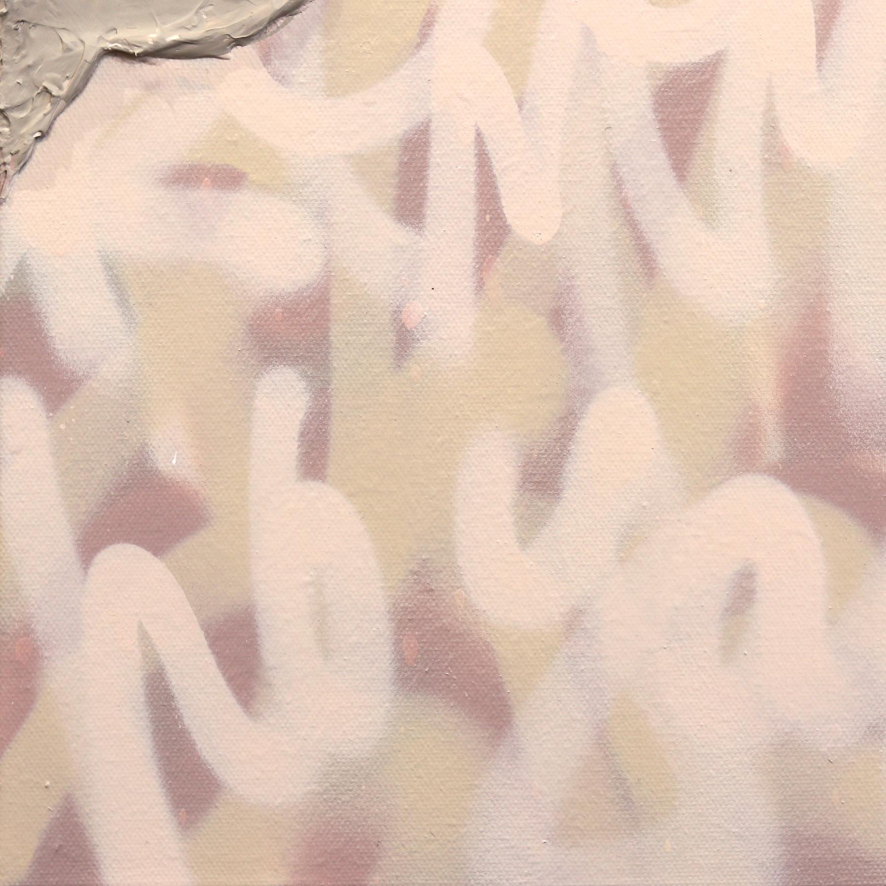 Colombes en vol - peinture abstraite pastel texturée colombes Graffiti Mixed Media Painting en vente 4