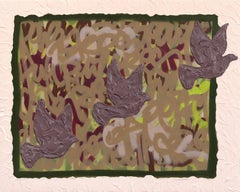 Doves Flying for Peace - Abstract Textural Layered Graffiti Mixed Media Painting