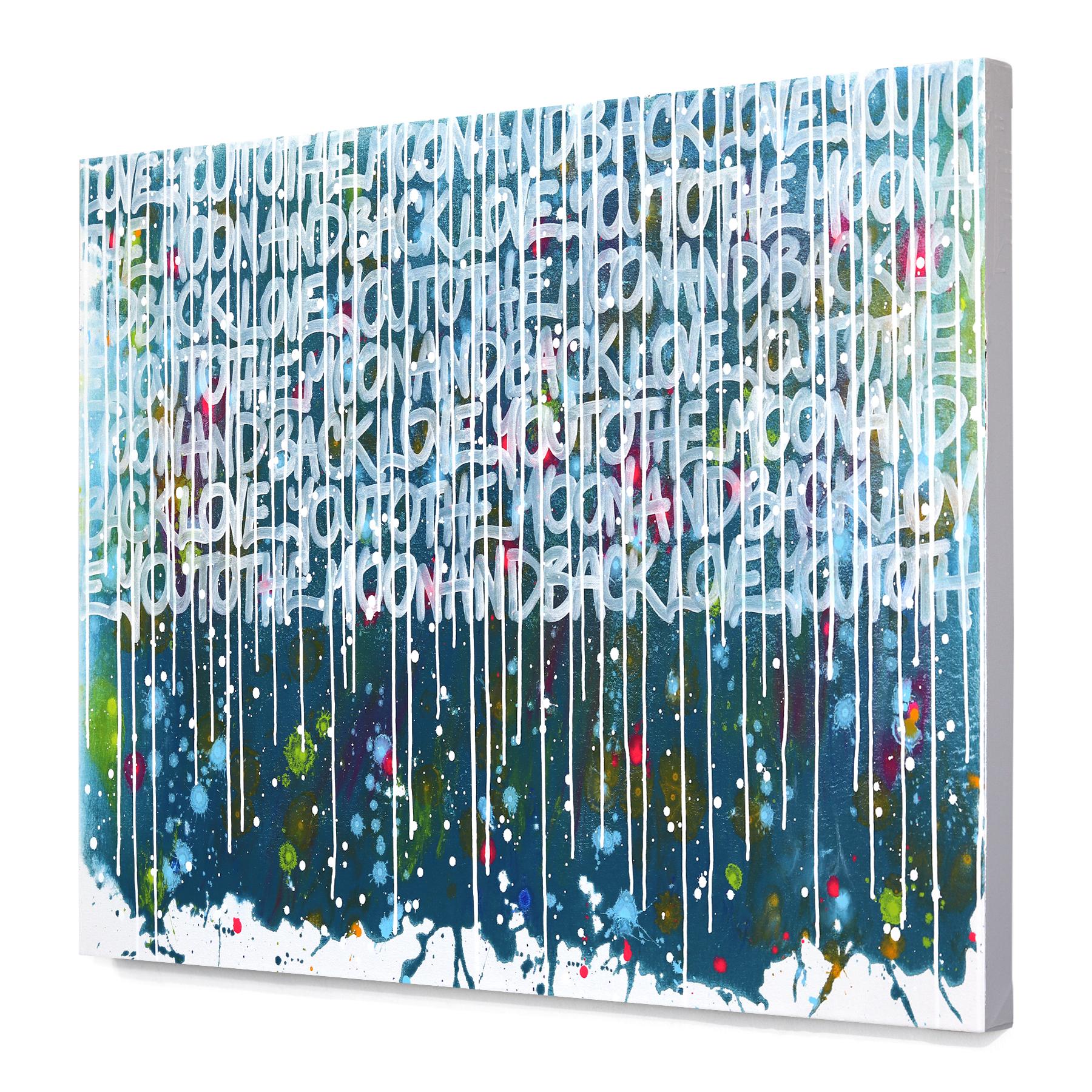 Fata Madrina - Opera d'arte originale ispirata ai graffiti Pop Art con esplosioni di colore - Abstract Painting Blu di Amber Goldhammer