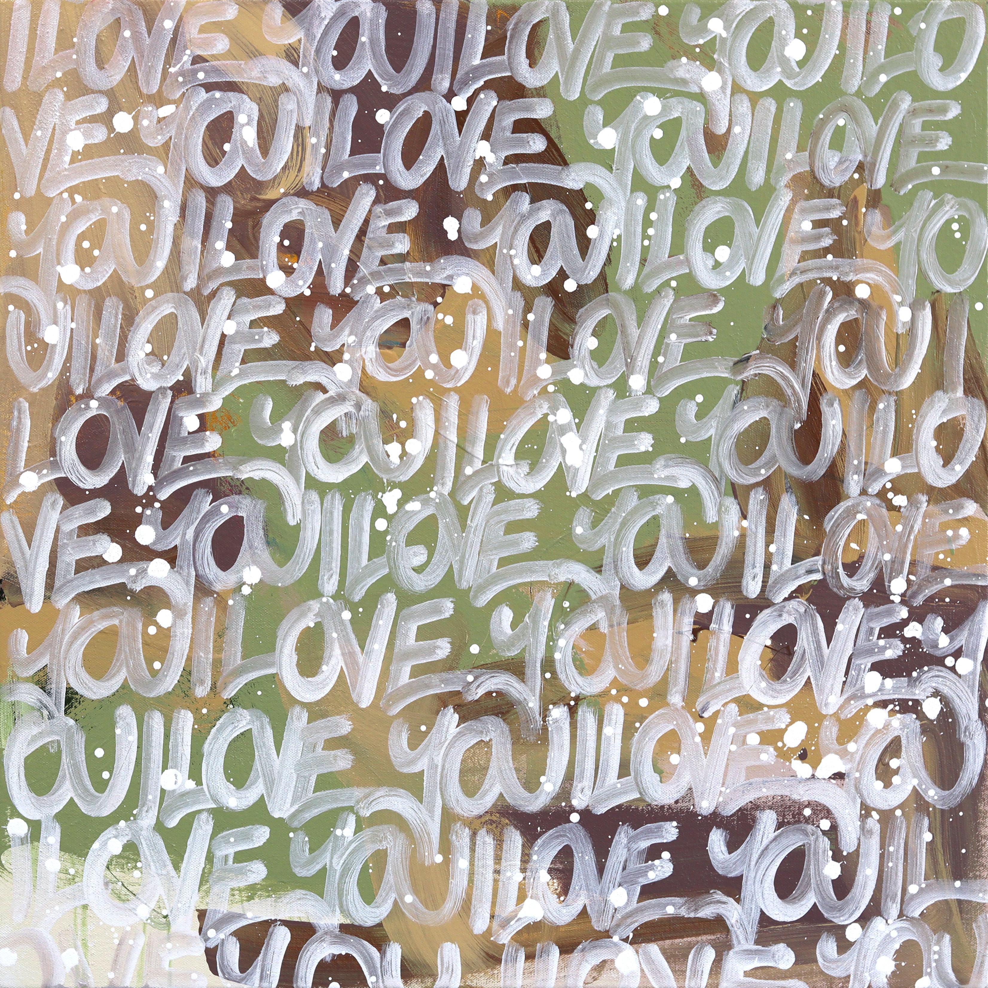 Amber Goldhammer Abstract Painting - Fall Air Is Filled With Love - Earthy Tone Mixed Media Graffiti Art on Canvas