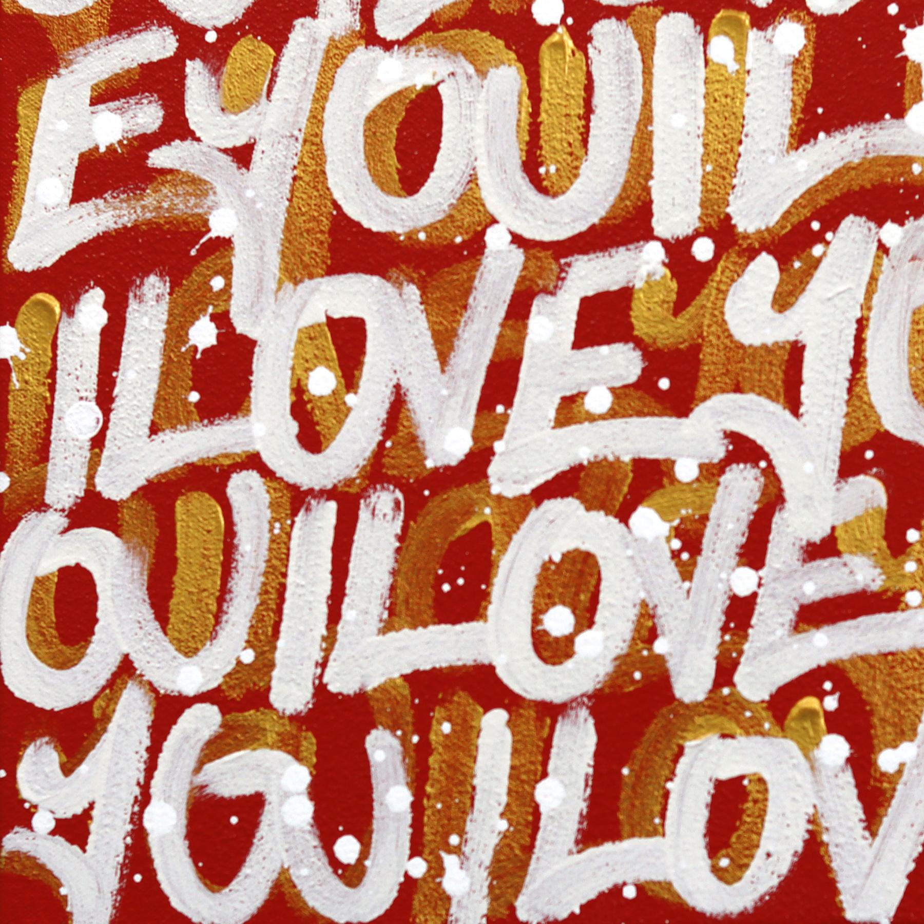 Goldie - Abstraktes feuriges 'I LOVE YOU' Graffiti Gemälde auf Leinwand im Angebot 4