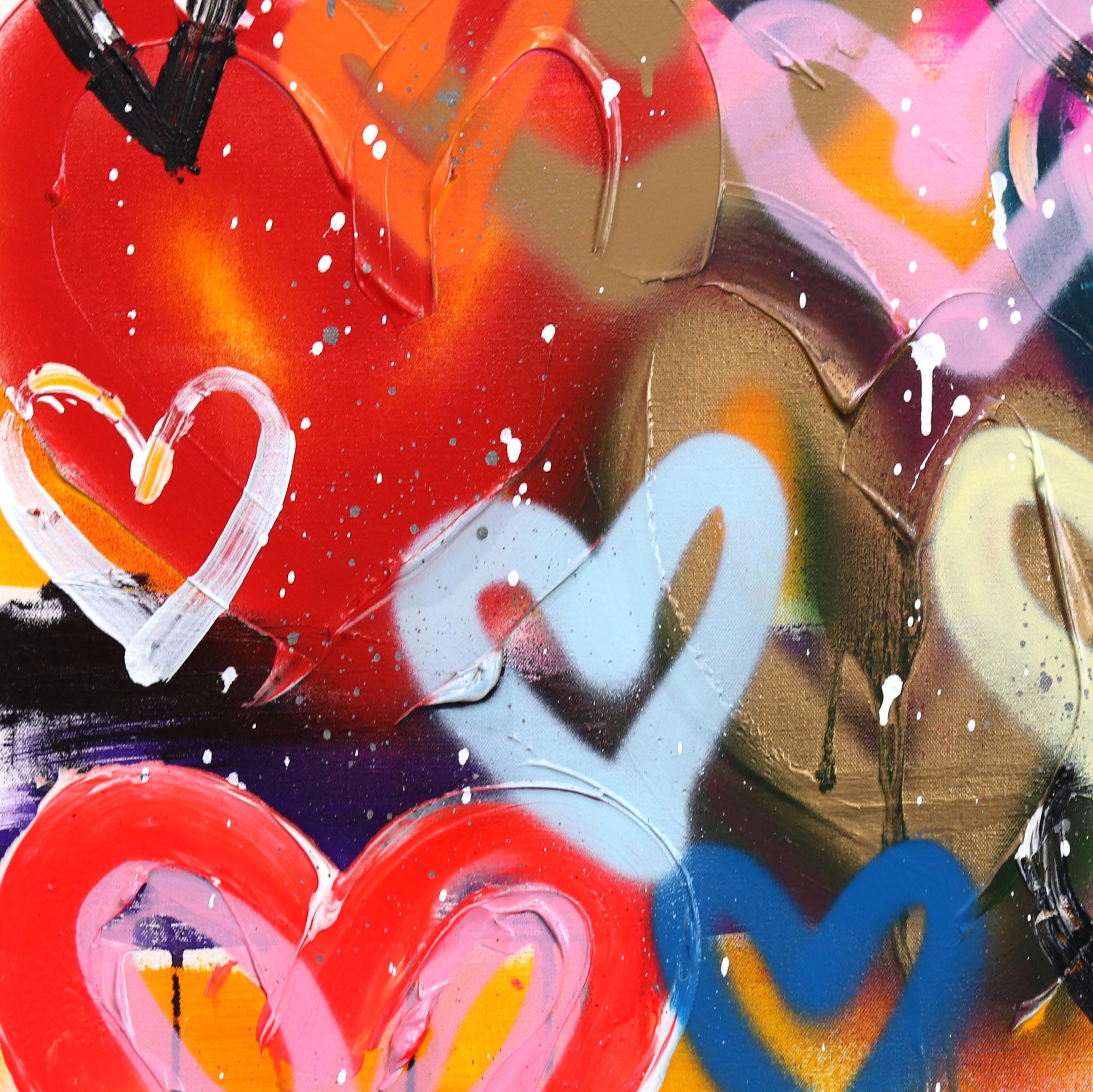 Happy Hearts Full of Love - Hearts Colorful Hearts Bold Original Pop Artwork en vente 6