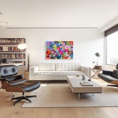 Corazones felices llenos de amor - Corazones de colores Obra de arte pop original en negrita