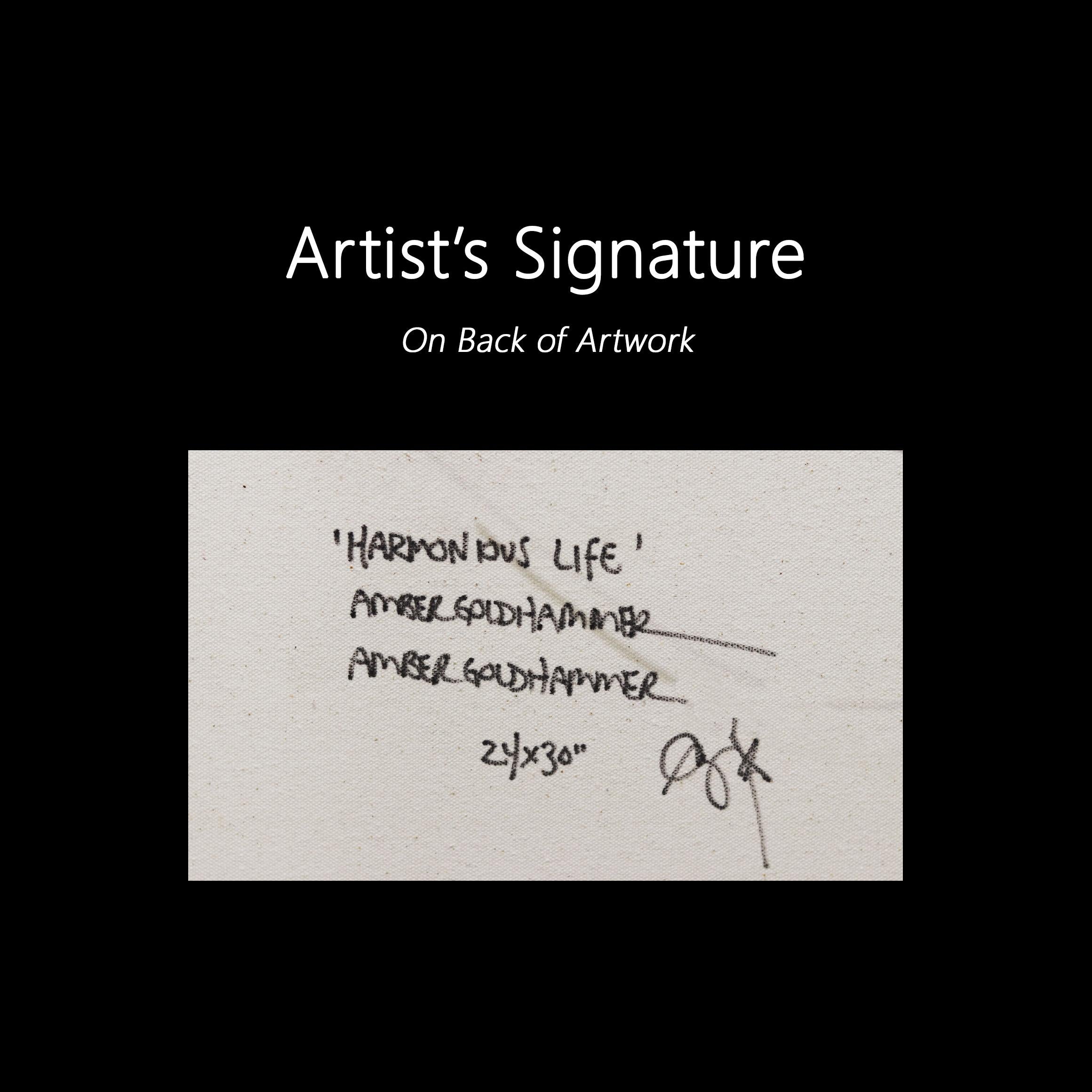 Harmonious Life - Oeuvre d'art abstraite en mixed media inspirée du graffiti, jaune vif en vente 4