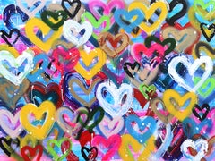 Herz akzeptanz – Bunte Herzen, kühnes Original Pop-Kunstwerk