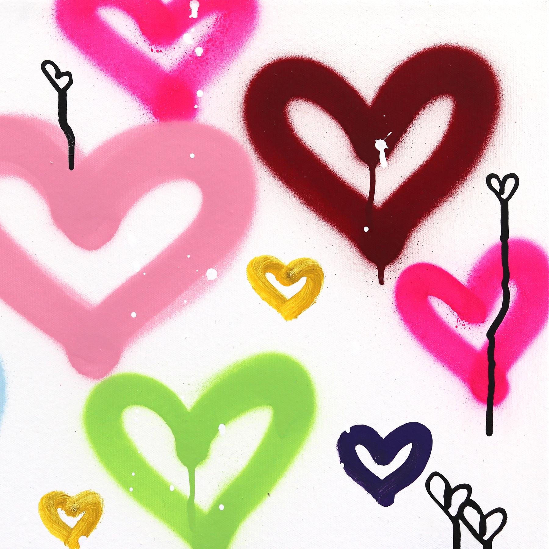 Heart Flutters - Opera d'arte astratta radiosa, gioiosa e colorata di Graffiti Pop in vendita 2