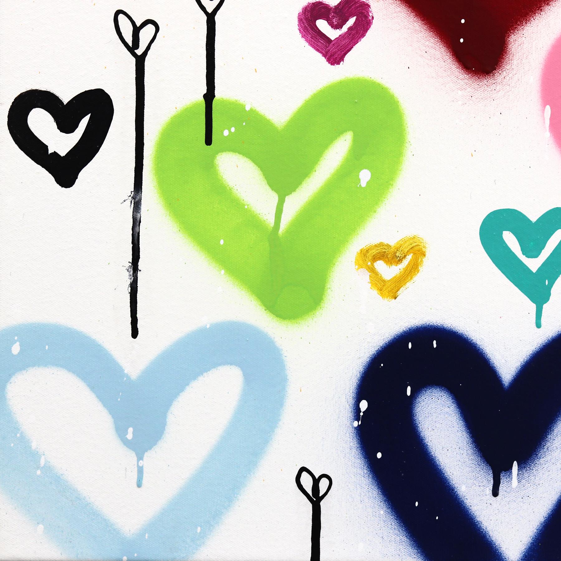 Heart Flutters - Opera d'arte astratta radiosa, gioiosa e colorata di Graffiti Pop in vendita 4