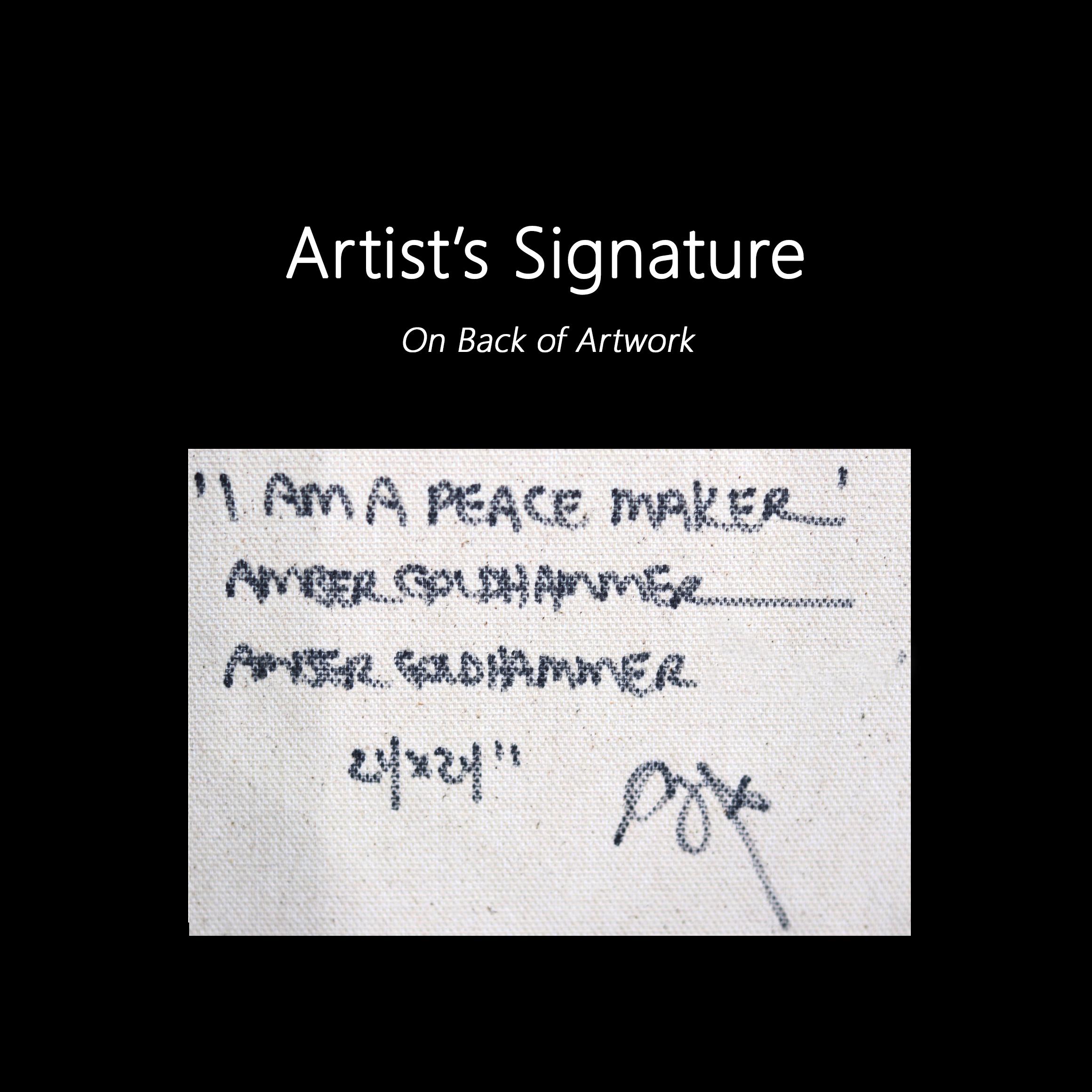 I Am A Peace Maker - opera d'arte tipografica astratta originale in tonalità terra, blu e verde in vendita 4