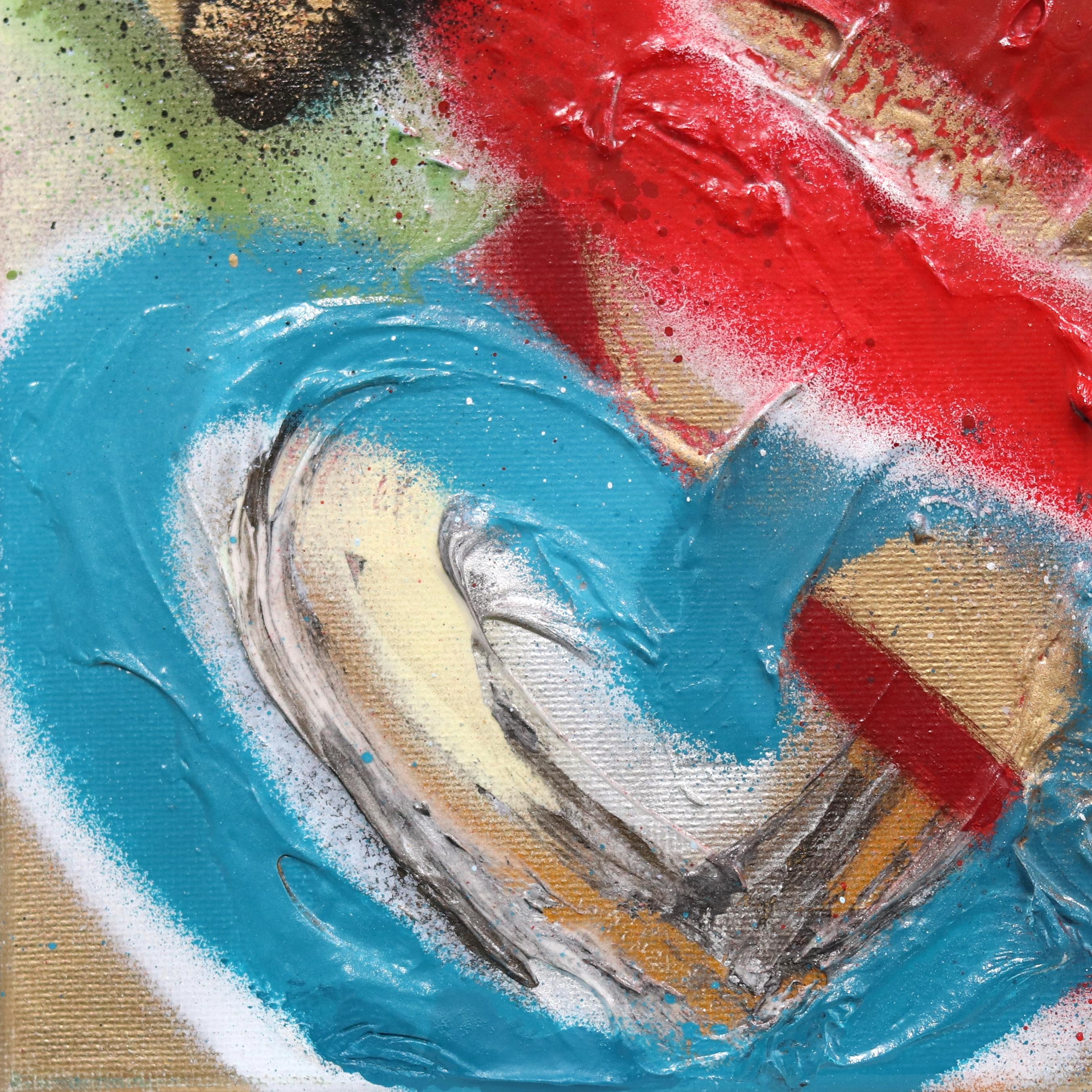 I Heart You Everyday - Quadro originale incorniciato con cuori testurizzati ispirati alla pop art in vendita 2