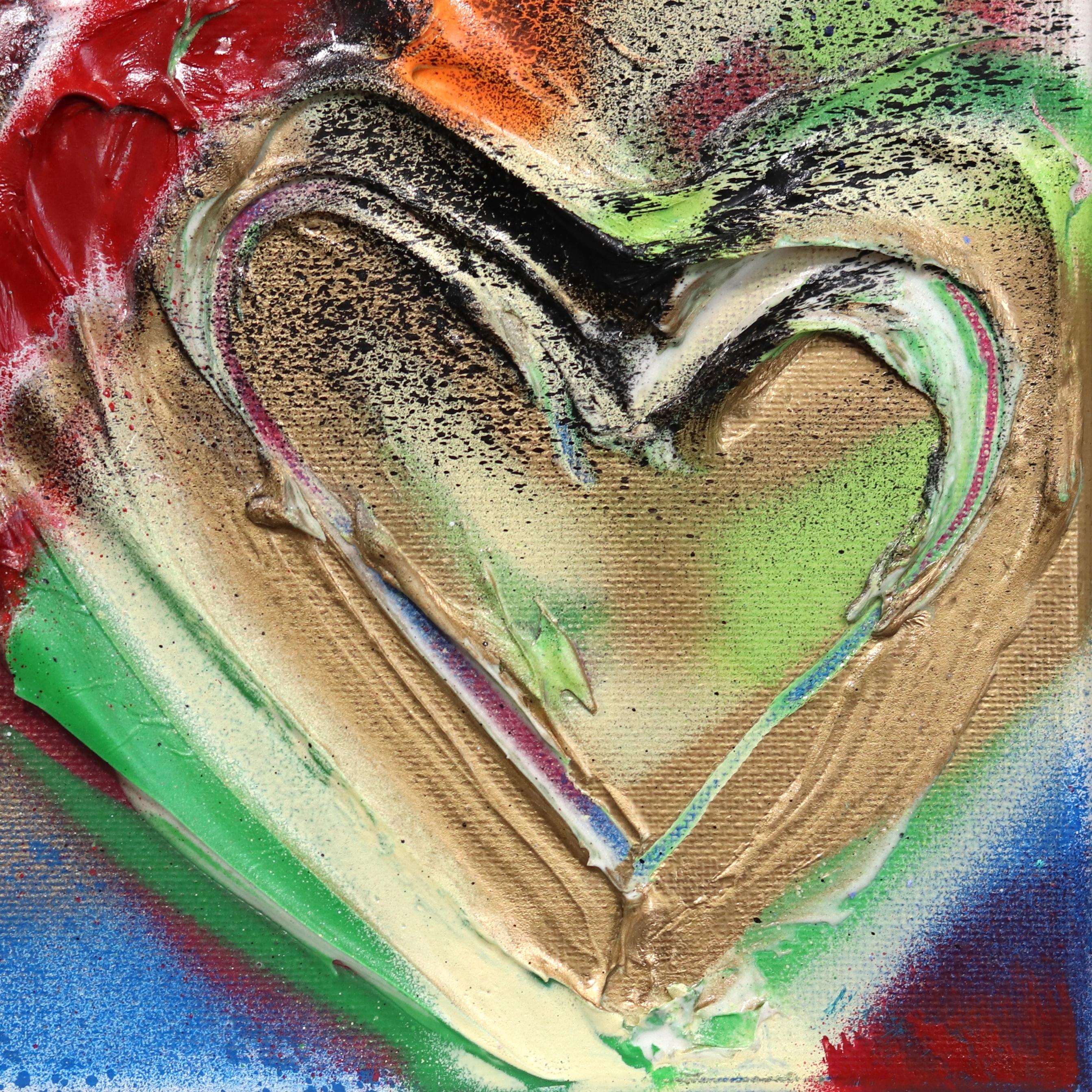 I Heart You Everyday - Framed Original Pop Art Inspired Textured Hearts Art For Sale 4