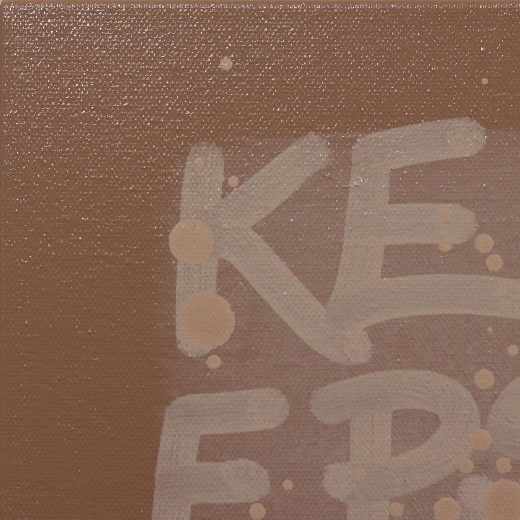 Keep Smiling - Pittura originale in bronzo con scritta 
