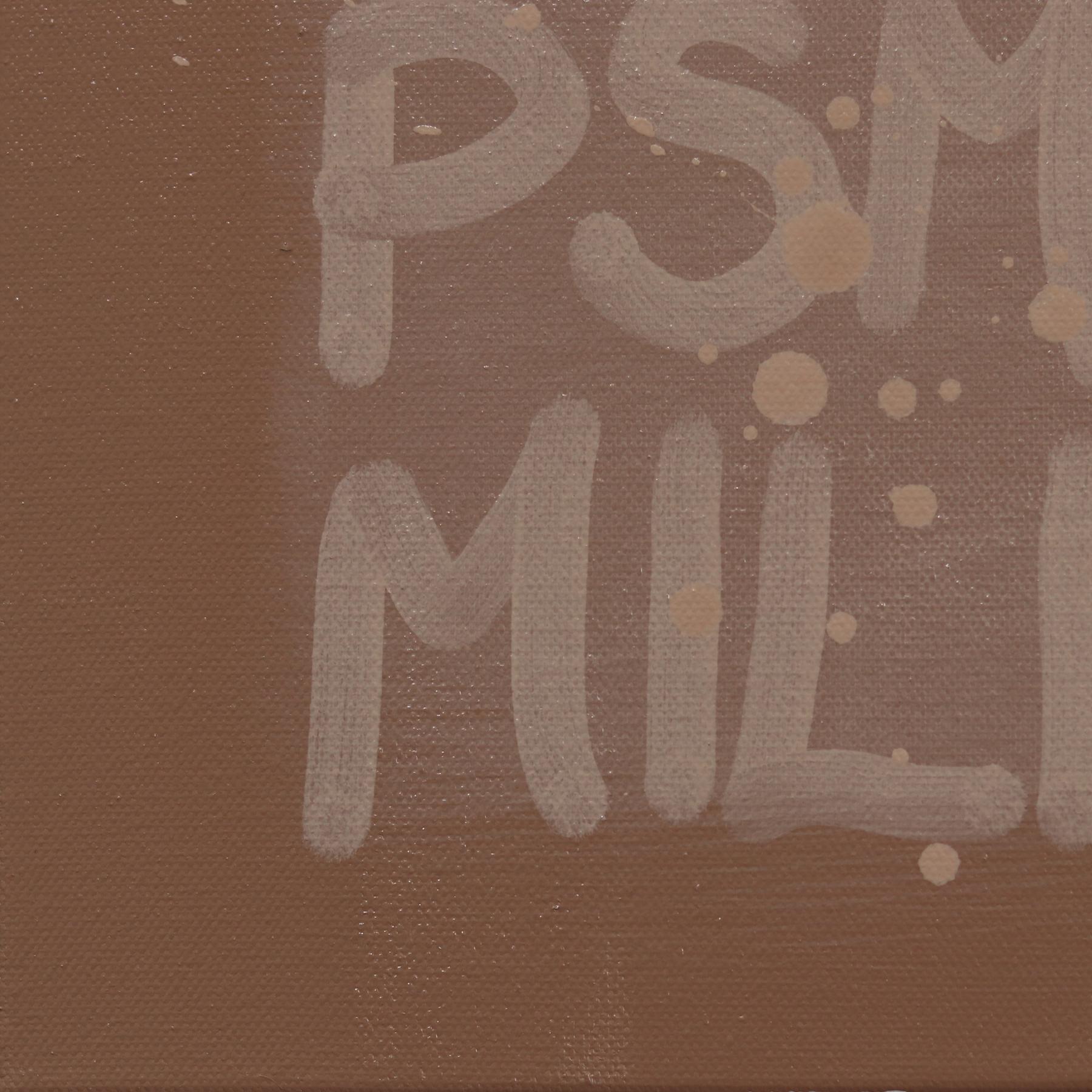 Keep Smiling - Pittura originale in bronzo con scritta 