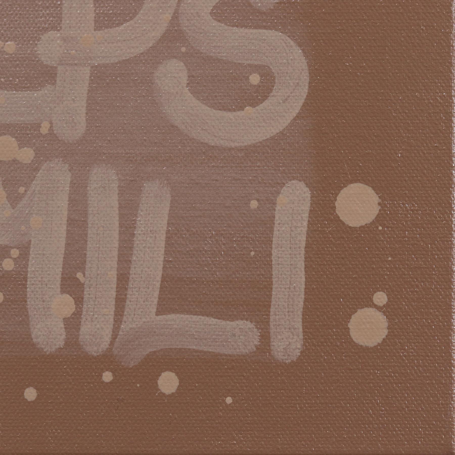 Keep Smiling - Pittura originale in bronzo con scritta 