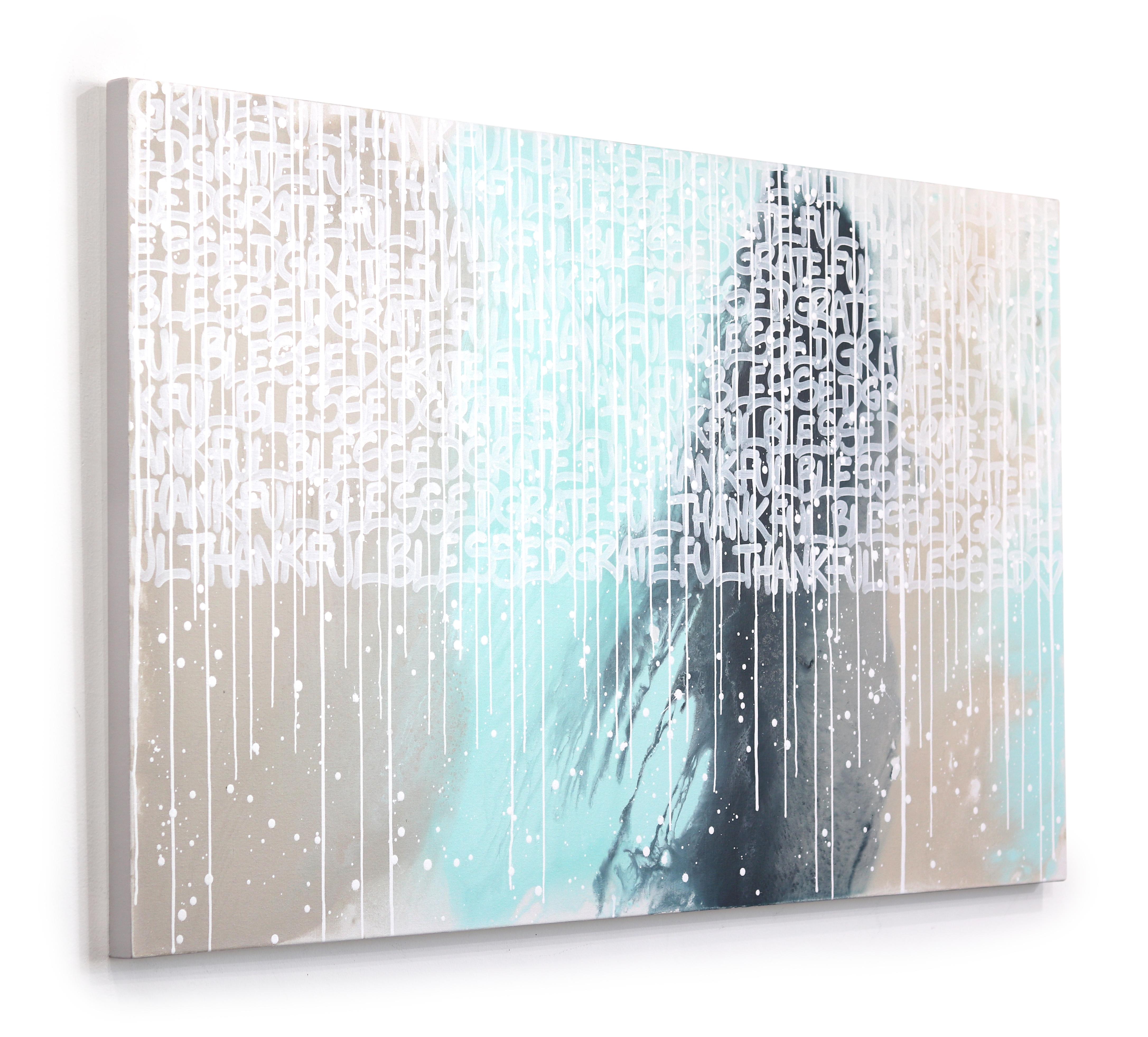 Keep The Faith - Opera d'arte originale di grandi dimensioni ispirata ai graffiti blu in vendita 1