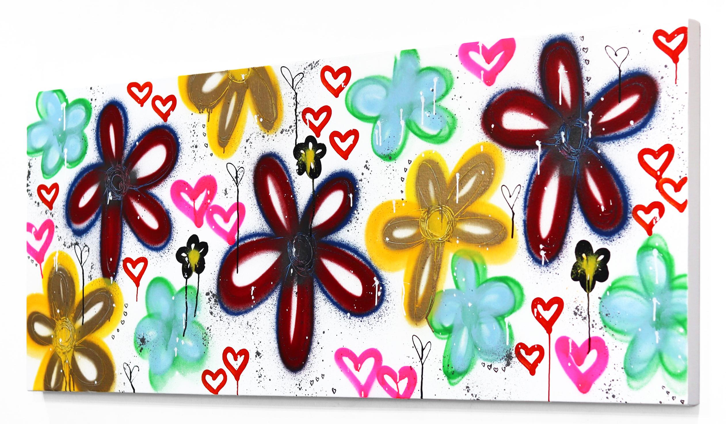 Kitchen Garden - Original Street Art Graffiti Floral Flowers on Canvas For Sale 2